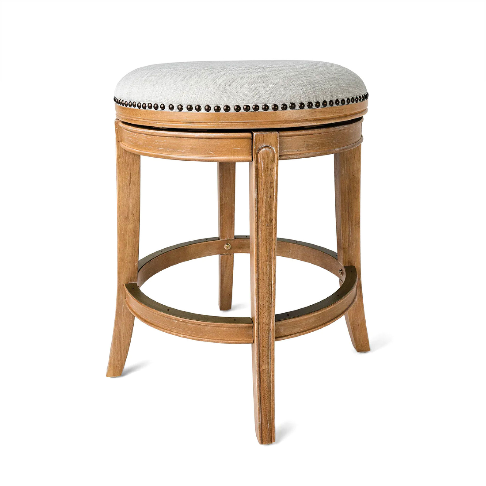 Alexander Backless Swivel Bar Stool, Weathered Oak, Counter Height (Used)