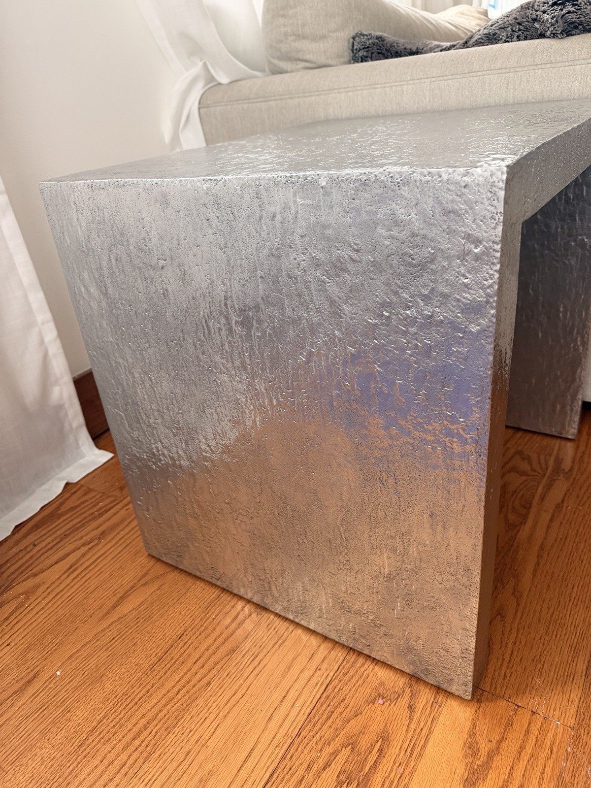 Michael Aram Side Table, Large – Textured, Polished Aluminum — Designer Piece