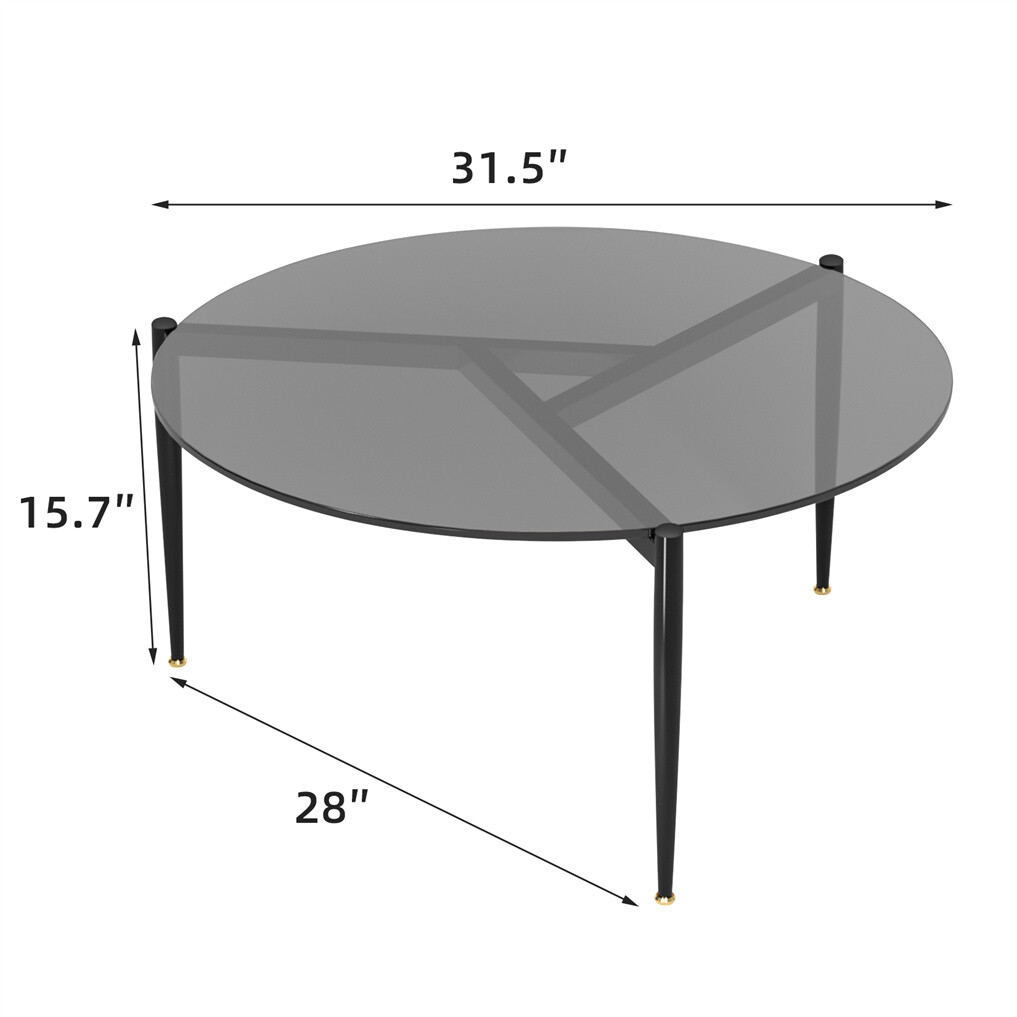 20/31in Luxury Tempered Glass Coffee Table Transparent Modern End Side Table Art