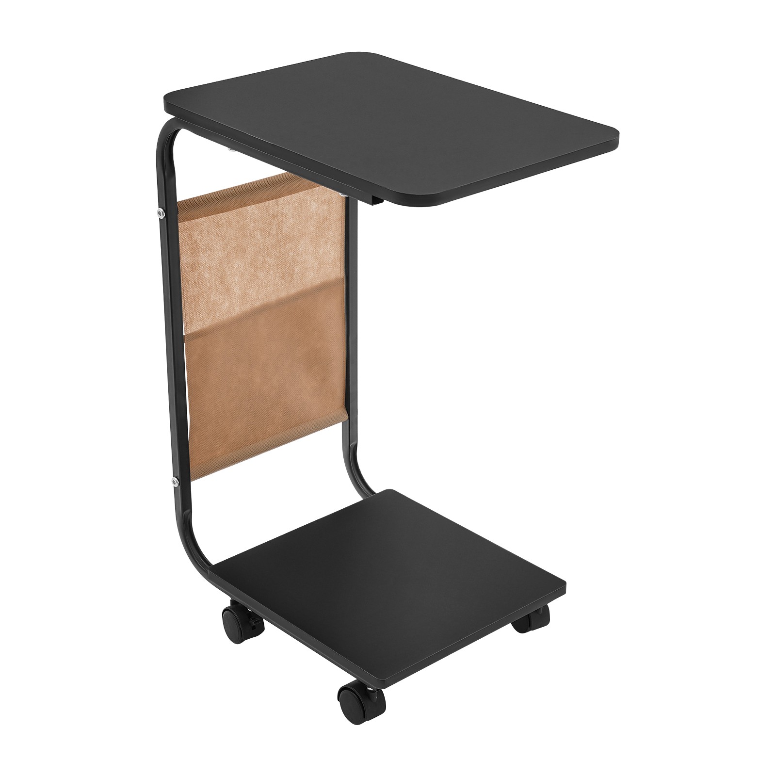 Floorstanding 2-Tier C-shaped Side Table For Sofa And Bed, C-shaped Coffee Table