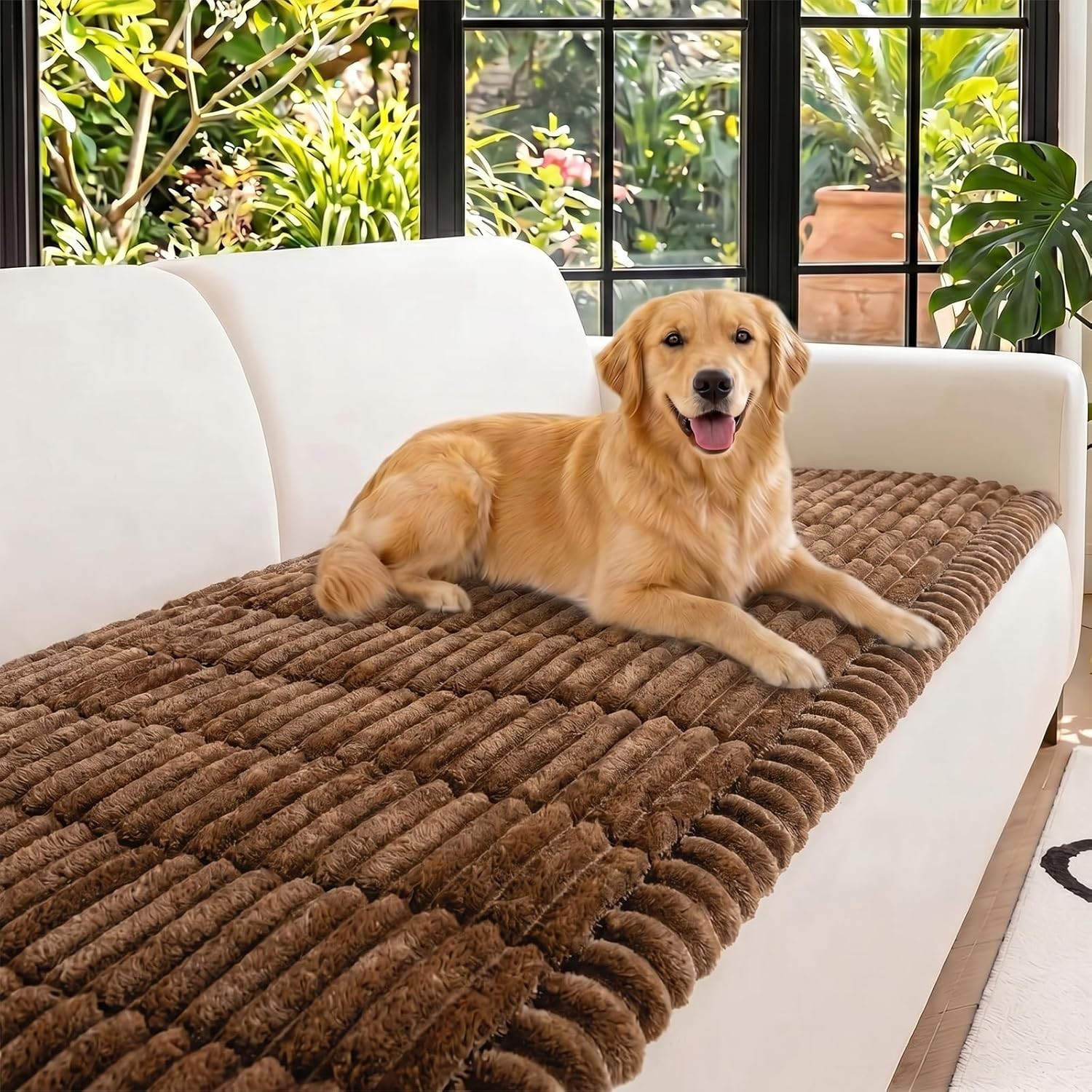 Couch Cover for Dogs Washable, Fuzzy Couch Cushion Cover Thick Non-Slip Sofa