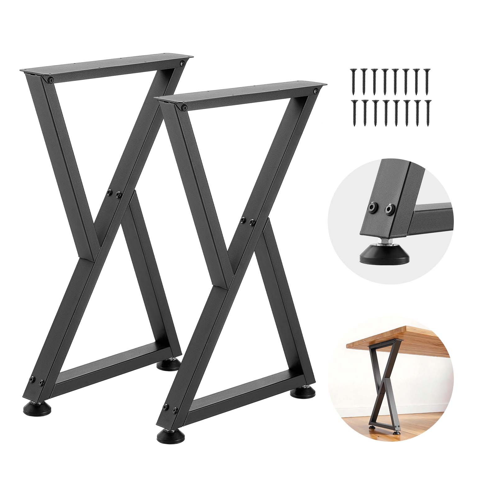 VEVOR Steel Table Legs 29.1 x 18.6 in Z Shape 2204 lbs Heavy Duty Set of 2 Black