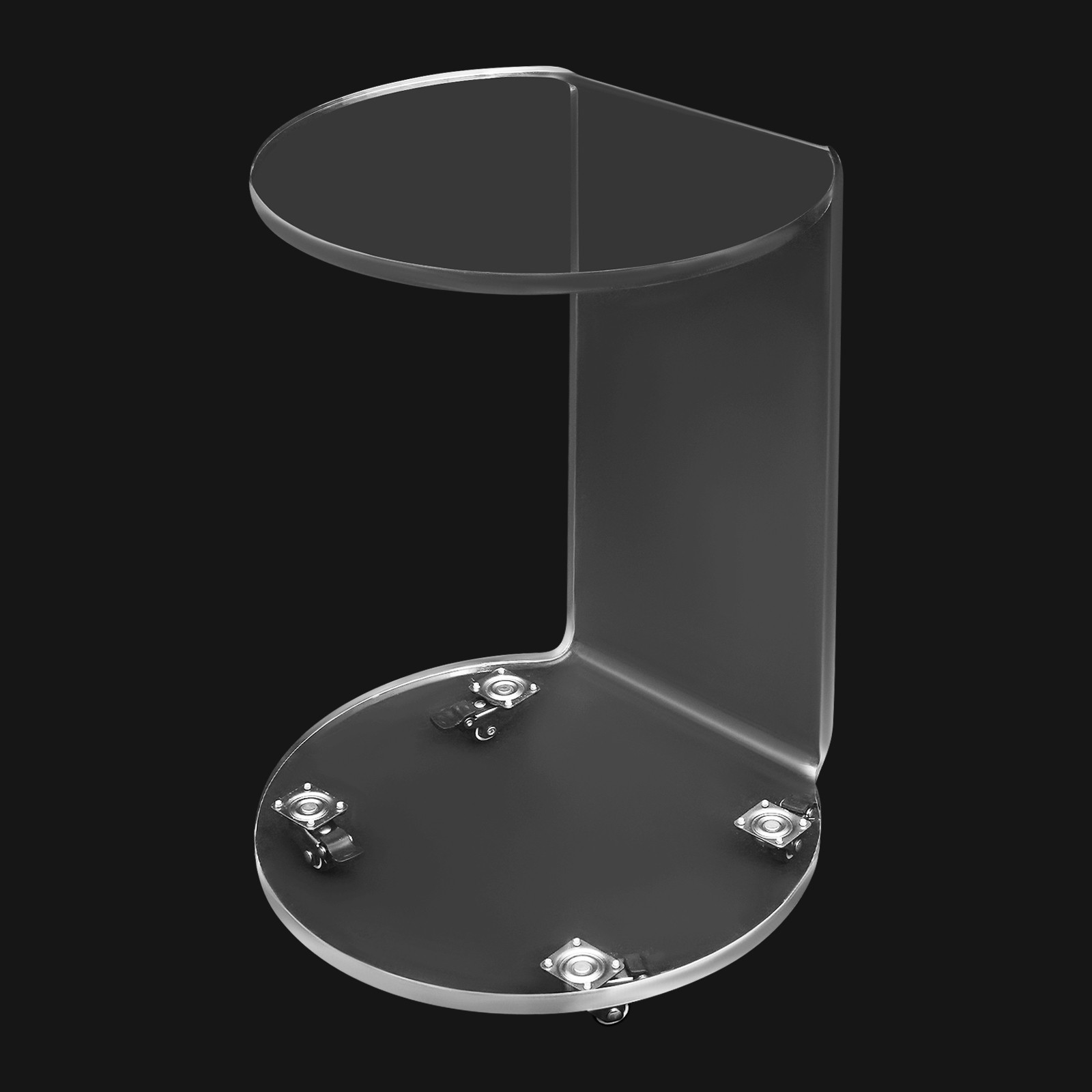 Acrylic Nightstand Side Table 2-Tier Clear Modern with 4 Wheels 66 lbs Capacity.