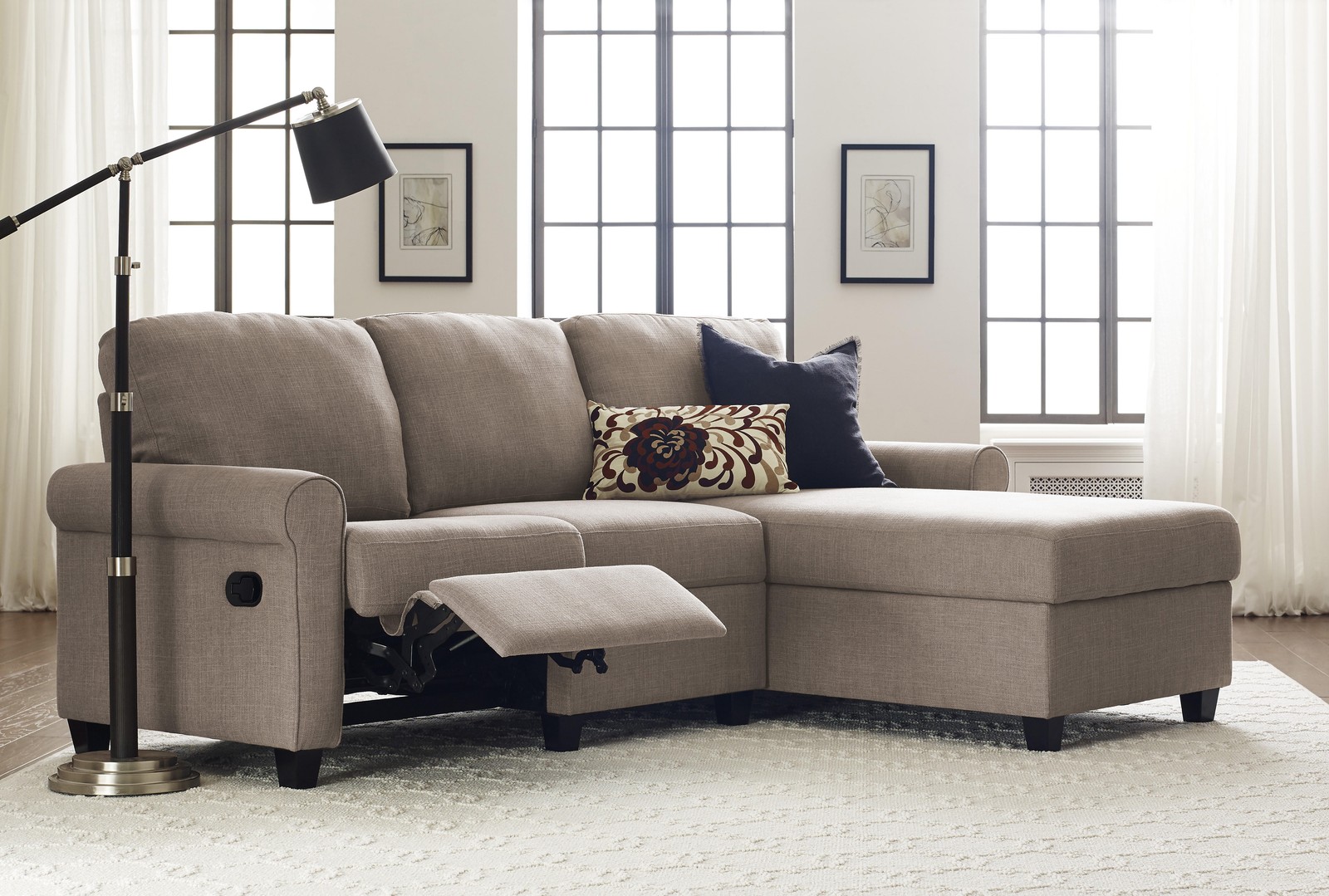 Copenhagen Reclining Sectional with Right Storage Chaise – Beige