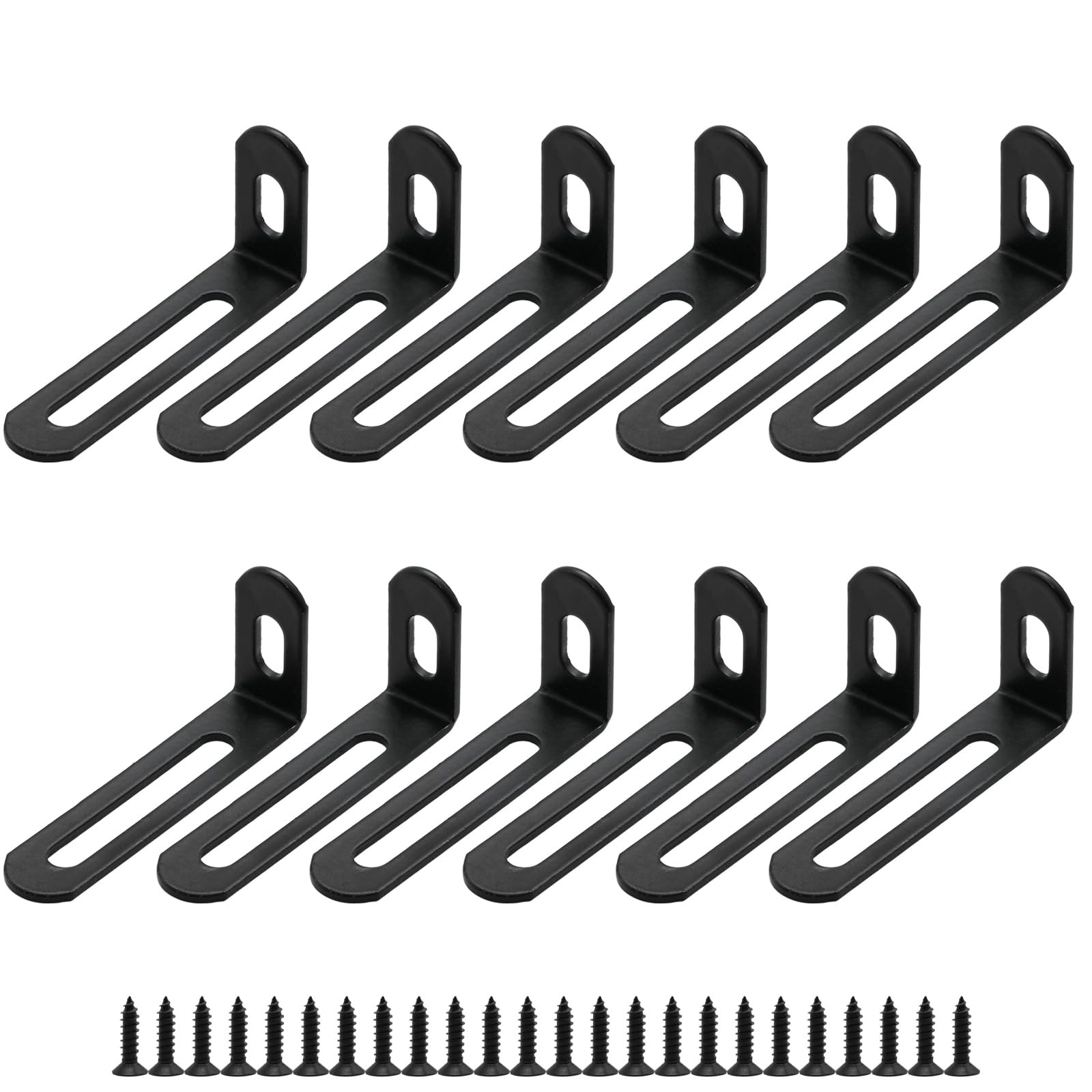 12 PCS 2x1x0.5 Inch Small L Bracket Wood Black Metal Corner Brace Right Angle