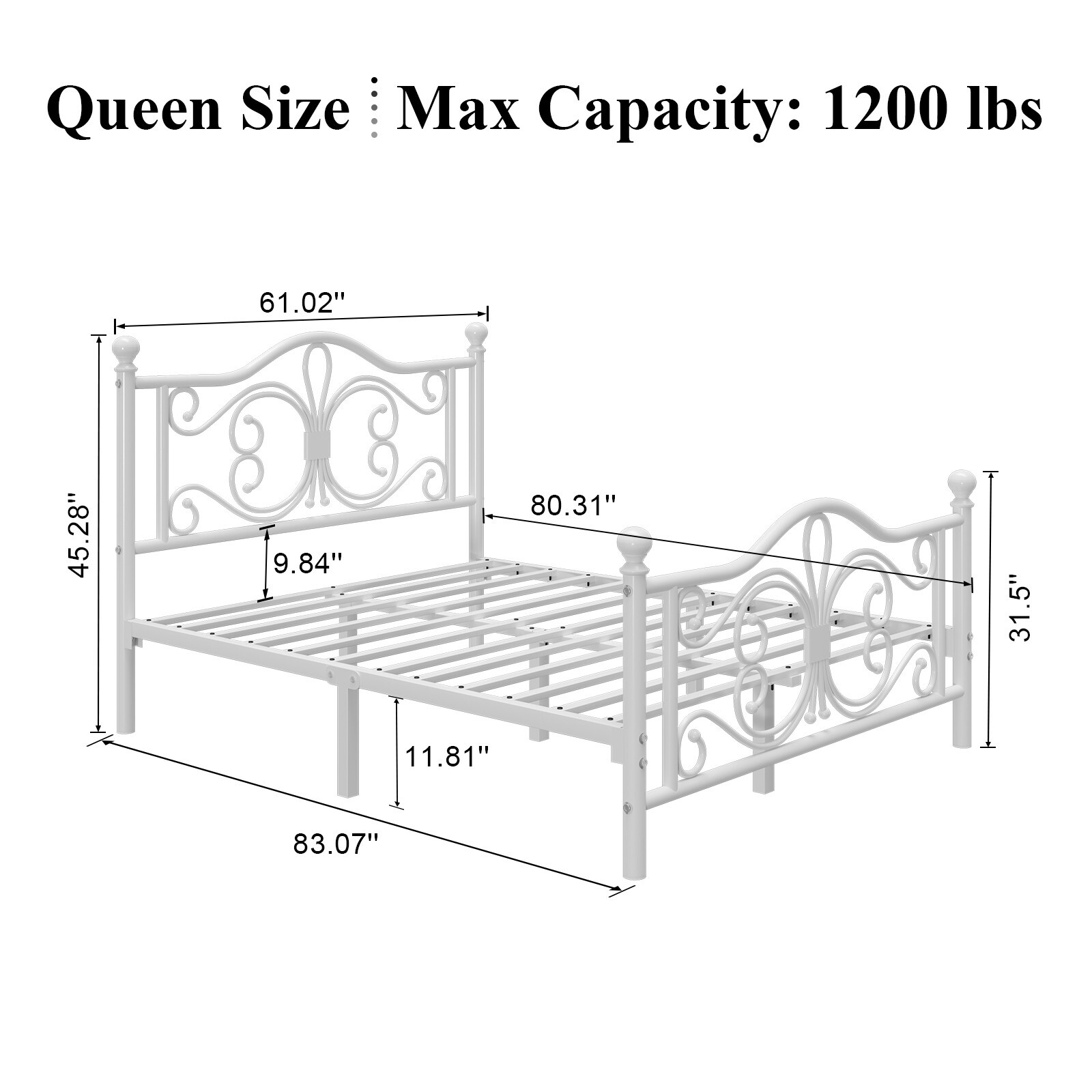 Twin/Full/Queen Bed Frame with Headboard & Footboard Strong Metal Slat Support