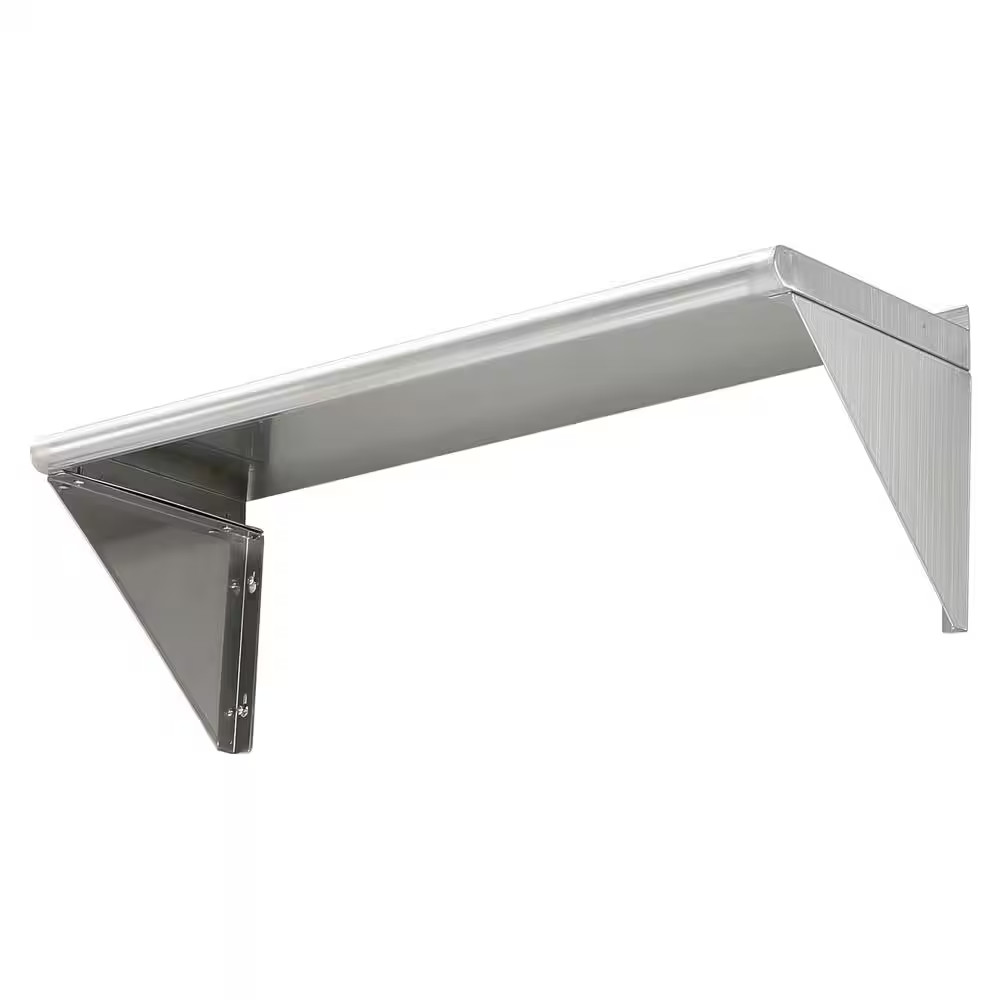 12 In. X 36 In. Stainless Steel Wall Mounted Shelf, Floating Shelving with Brack