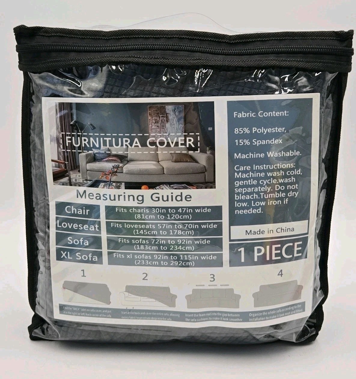 New Dark Gray Stretch Chair Slipcover 1 Piece Washable 30-47 Inch Furniture Cove