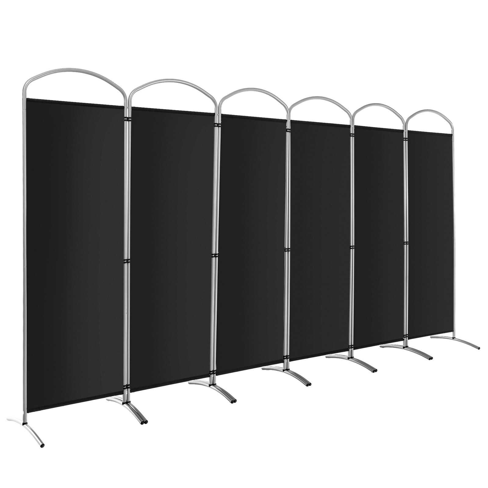 6 Panels Folding Privacy Screen 6 Ft Tall Fabric Privacy Screen for Home Black