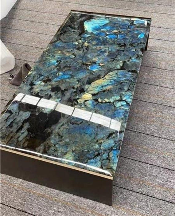 Handcrafted Labradorite Table Top | Natural Gemstone Slab for Dining, Coffee Top