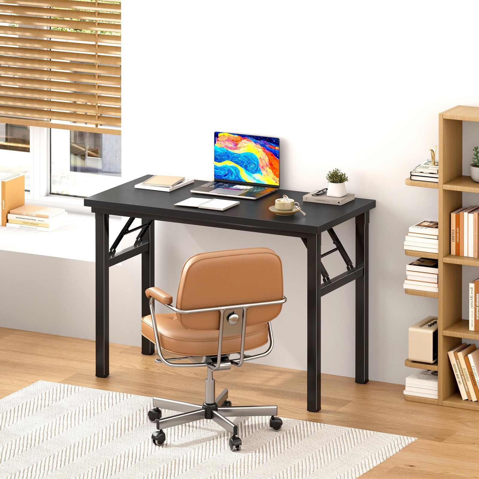 DlandHome Folding Desk Small 31.5 inches Inches, Black +