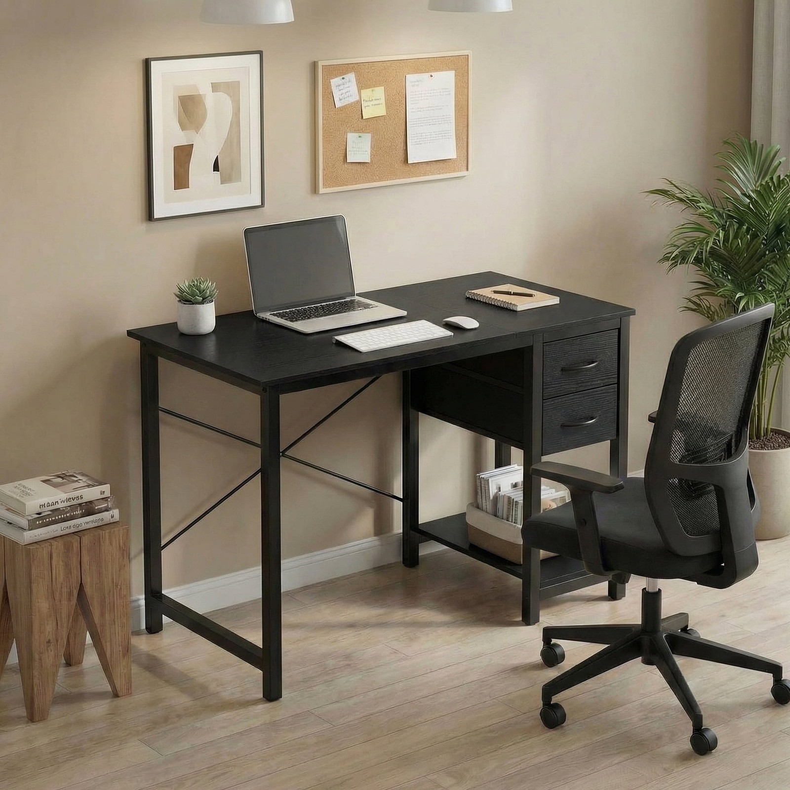 CONCETTA 40in Small Computer Desk with 2 Drawers, Side Headphone Hook, Writing W