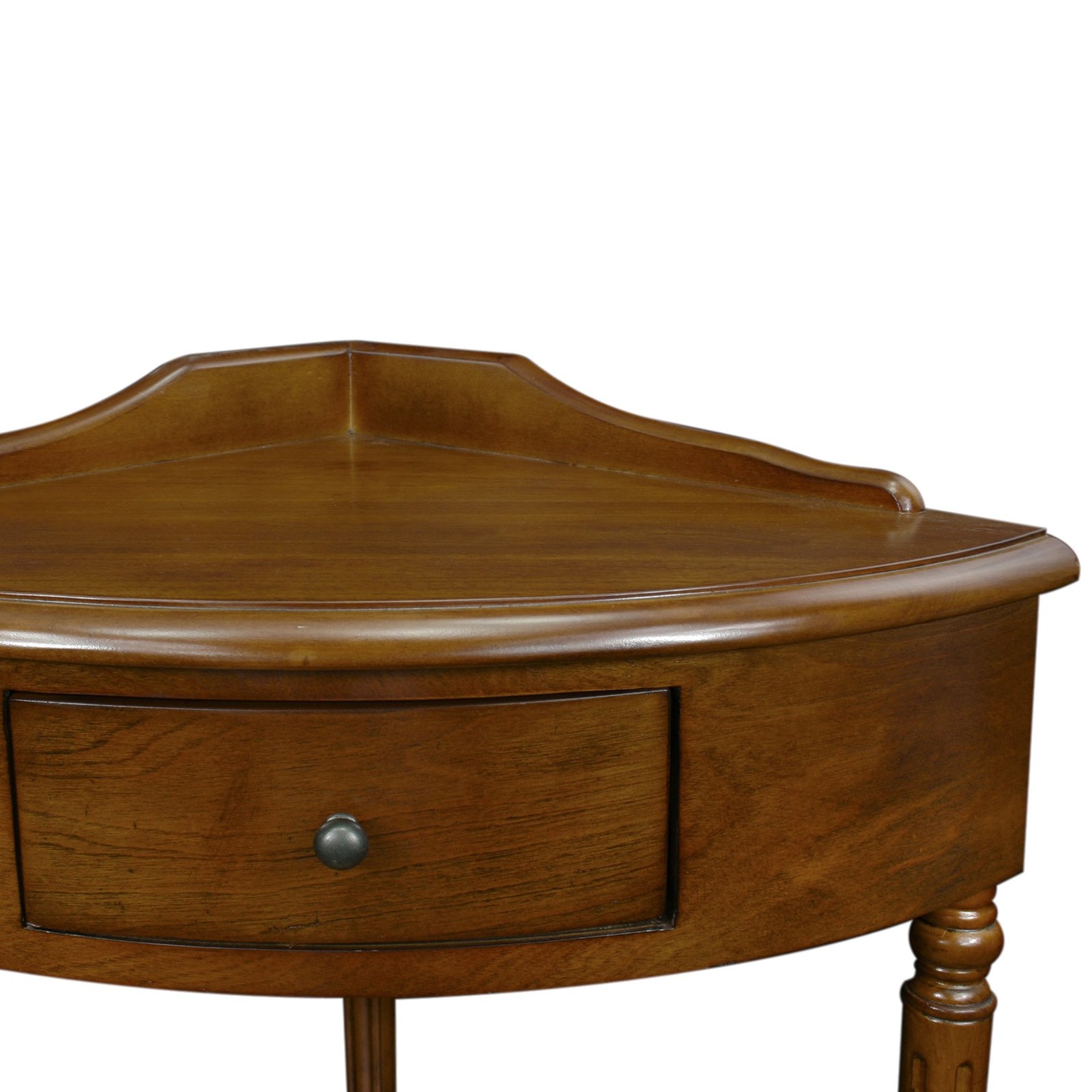 Coastal Solid Wood Corner Wedge Table with Drawer, Rich Pecan Brown, Perfect …