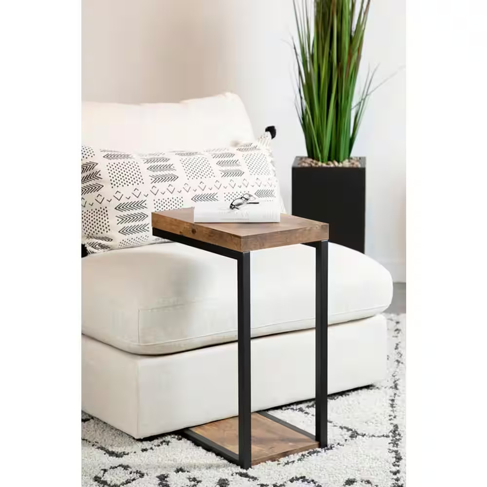 11.5In Antique Nutmeg and Black Rectangle Wood Snack Table