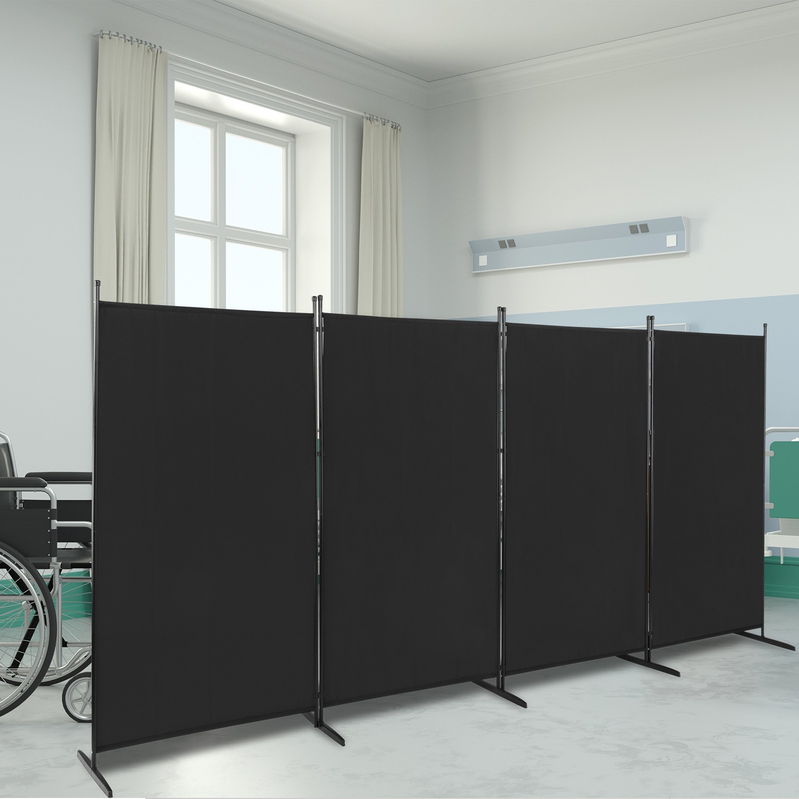 6FT 4-Fold 160g Polyester Fabric Plastic Foot Carbon Steel Frame Foldable Screen