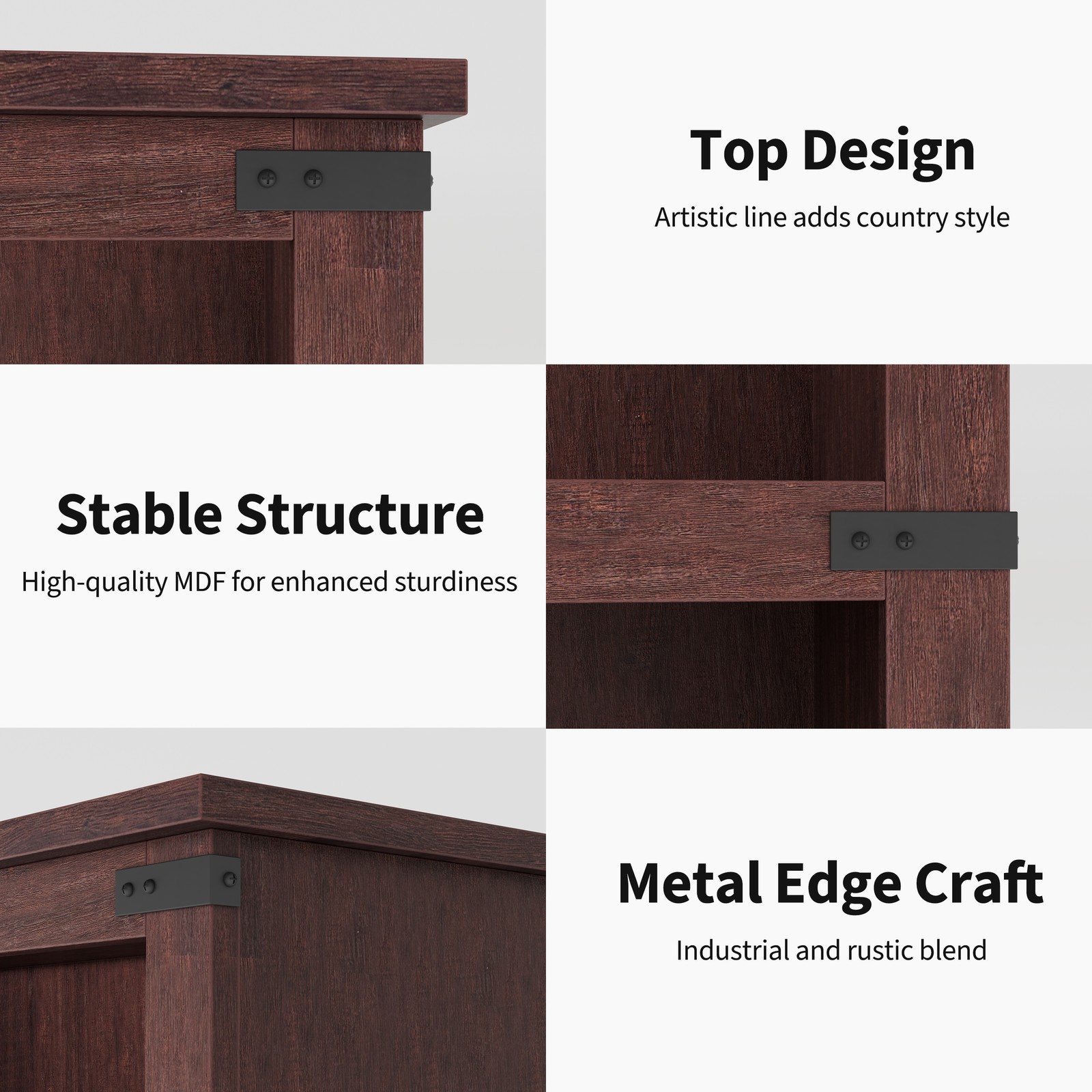 Versatile 3-Tier Wooden Bookcase Open Storage Bookshelf Farmhouse Display Shelf