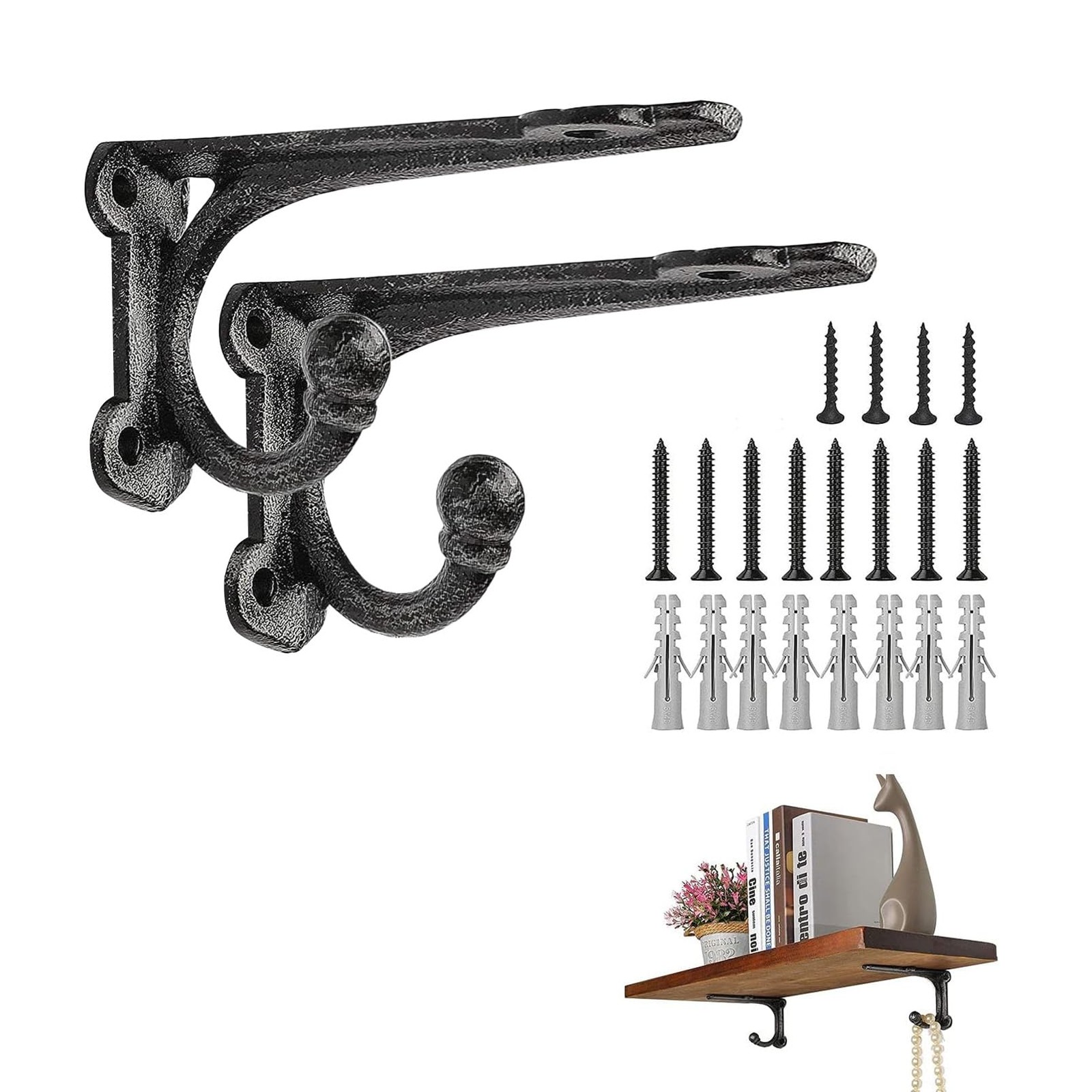 ChasBete 4 Inch Shelf Brackets, Cast Iron Shelf Brackets, Rustic Shelf Bracke…