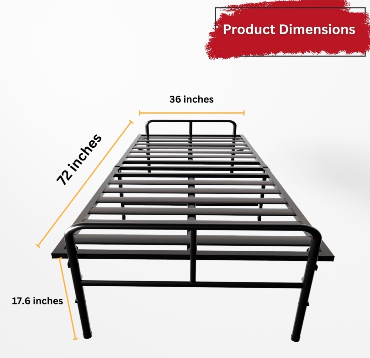 Foldable Metal Bed Frame Size 6x 3 ft Mild Steel Easy to Store Extra Bed