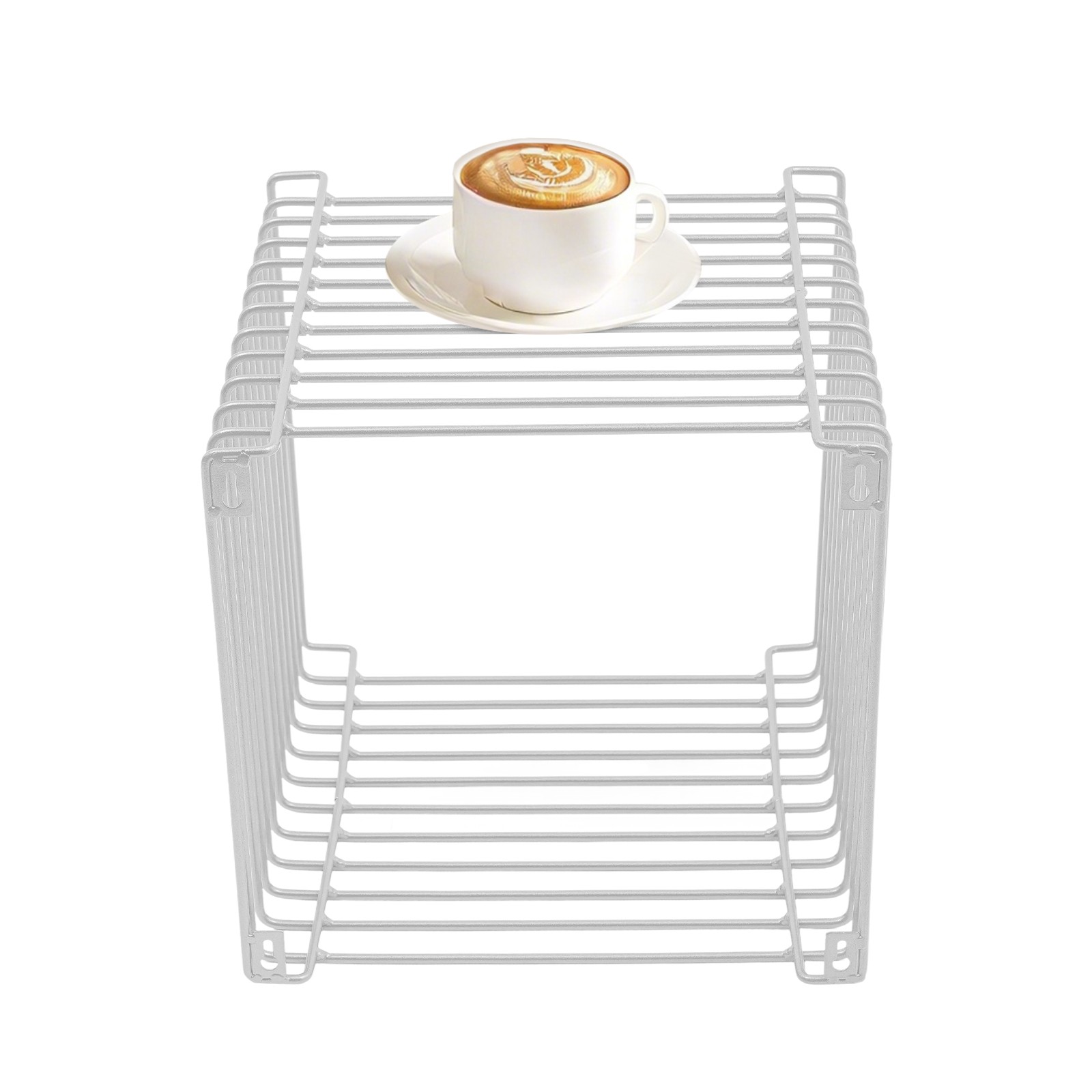 2025 Style Side Table Square Geometry Side Table Linear Metal End Table Silver