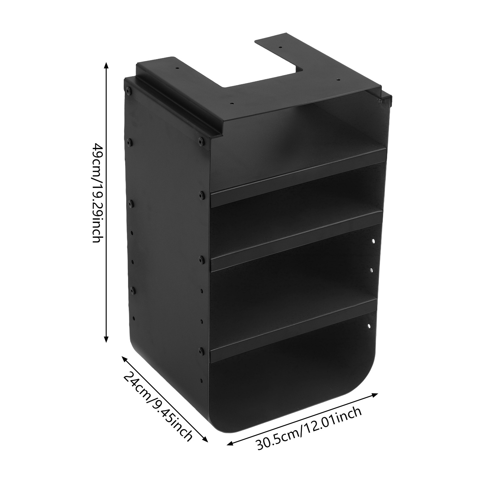 Black Under Desk Storage Cabinet, 30.5*24*49cm High Capacity Metal Shelving