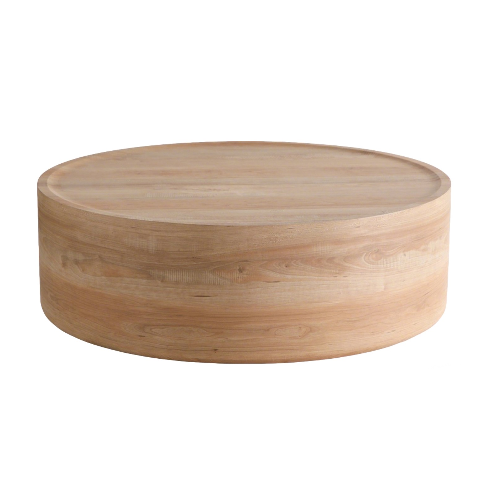 39.37″ Round Coffee Table Natural Wood Grain Modern Drum Circle No Assembly