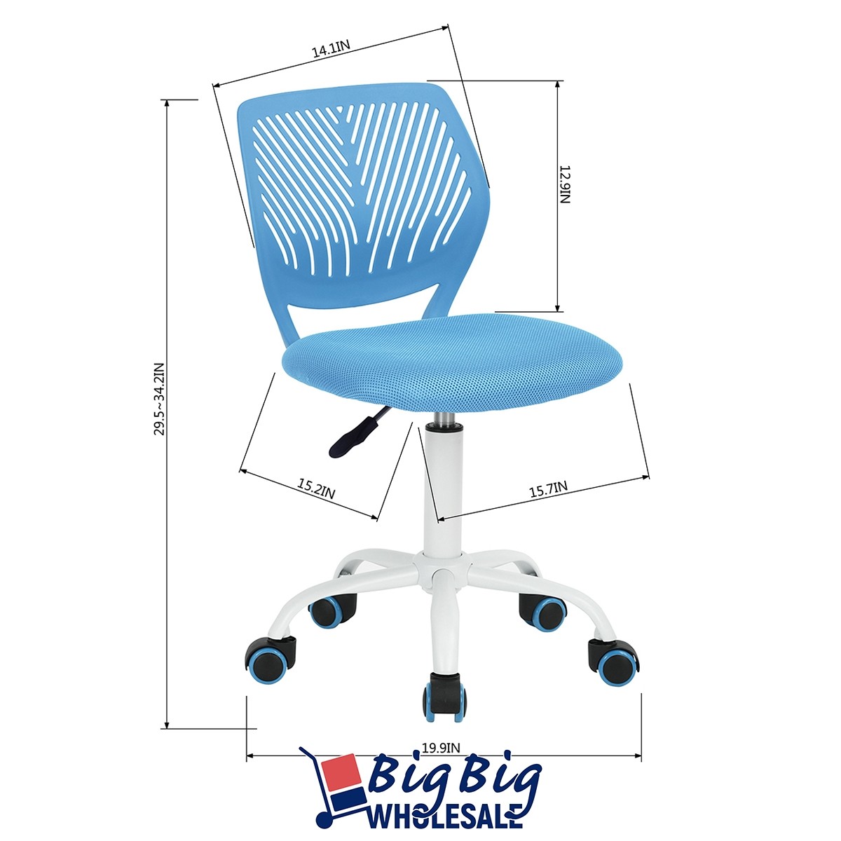 Blue Ergonomic MidBack Mesh Computer Office Task Chair Adjustable Rolling Swivel