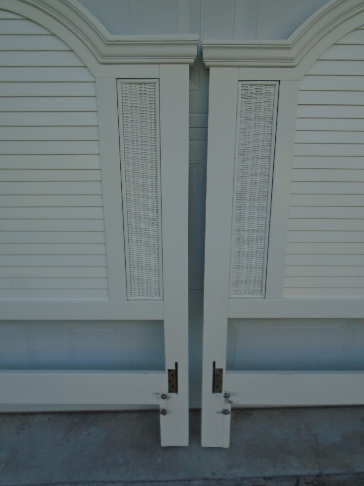 Pair Shutter Twin Size Headboards Louver Coastal Wicker 2 Beach West Indies Boho