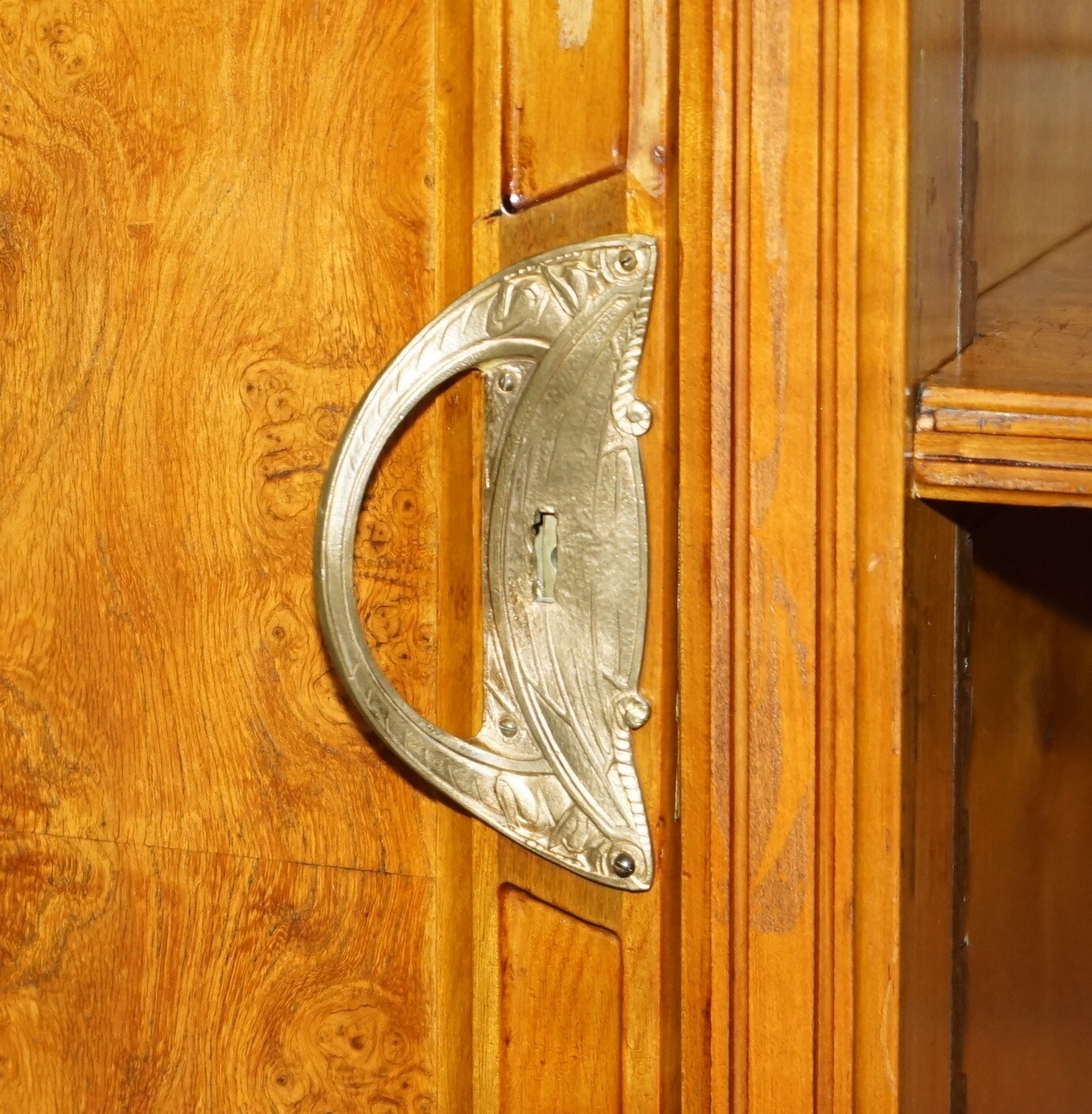 FRENCH LEON JALLOT ART NOUVEAU BURR WALNUT BOOKCASE CABINET CUPBOARDS PART SUITE
