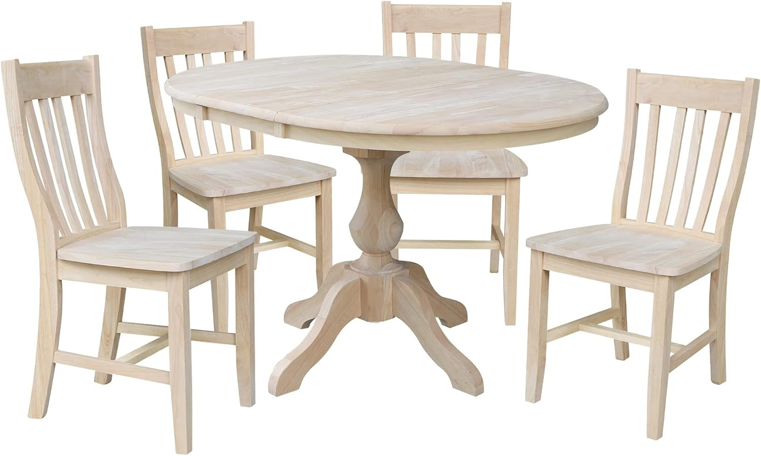 36″ Round Pedestal Dining Table with 12″ Leaf – Unfinished, 28.9″H