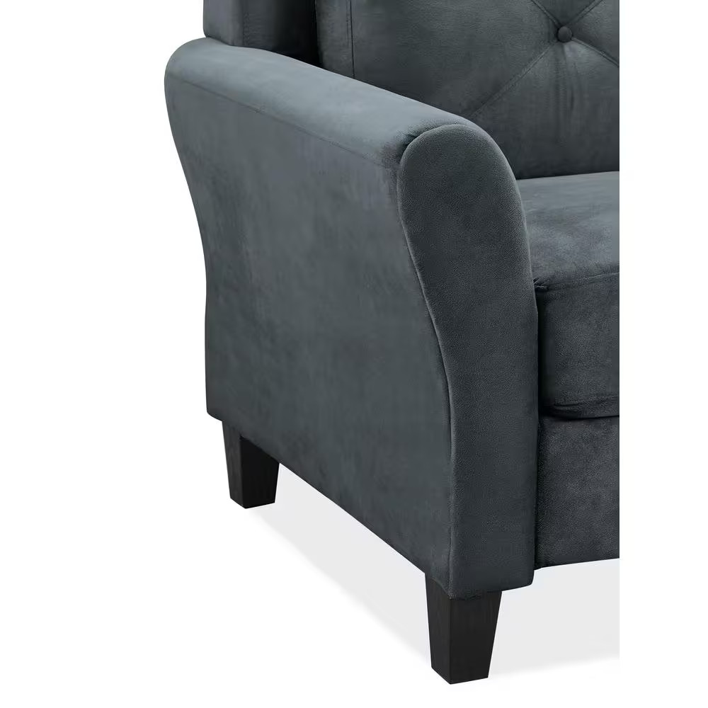 Harvard 58 In. Dark Gray Microfiber 2-Seat Loveseat with round Arms