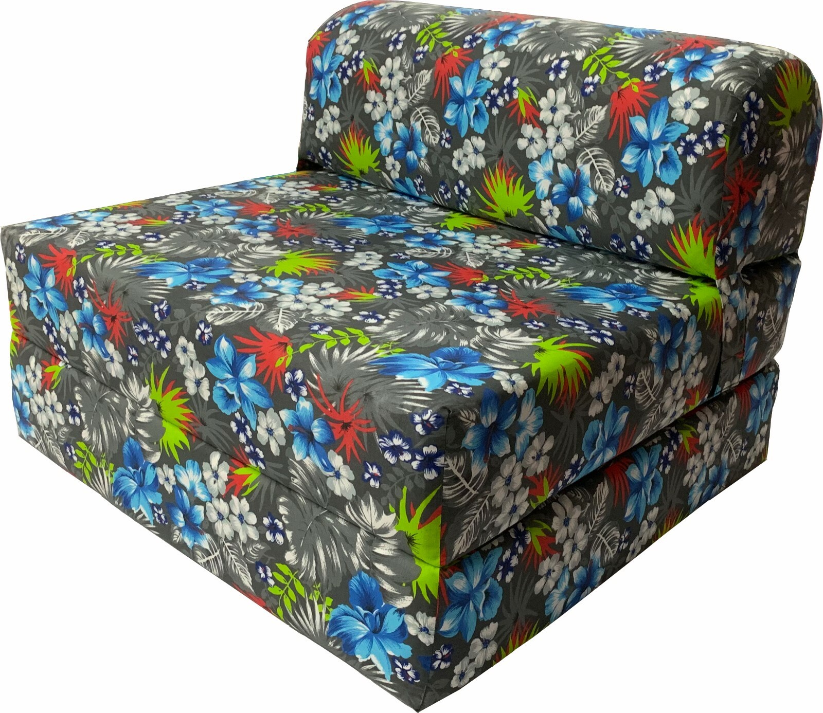 Twin Flip Chair Folding Foam Beds, Portable Sofa Bed 6x32x70, Tropical Blue