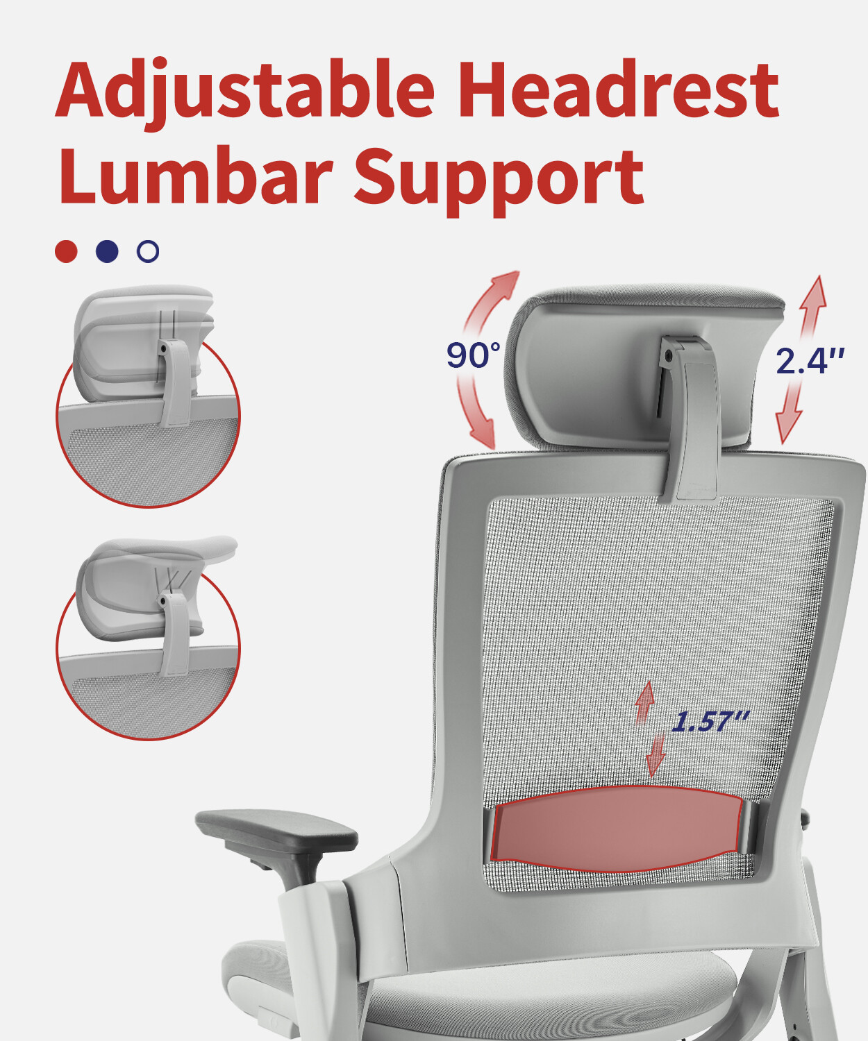 Ergonomic Swivel Office Chair Headrest Adjustable Height Upholstered Back 4D Arm