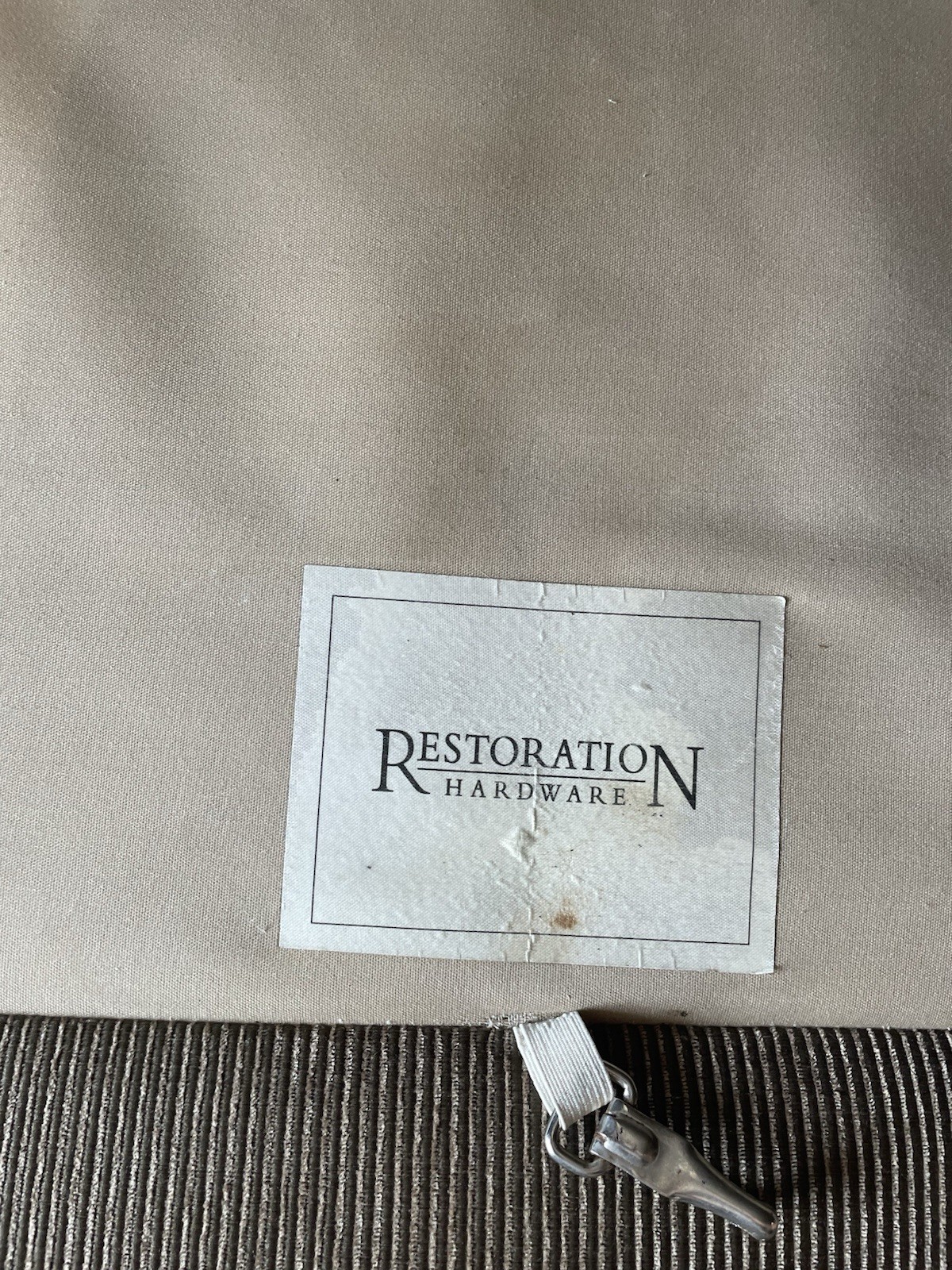 Restoration Hardware Beige Rolled Arm Sofa Tight Back 2-Seat w/ Cushions