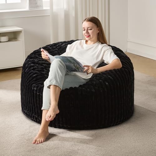 3ft Bean Bag Chairs for Adults Large Beanbag Chair 3FT – 36” x 36” x 22” Black