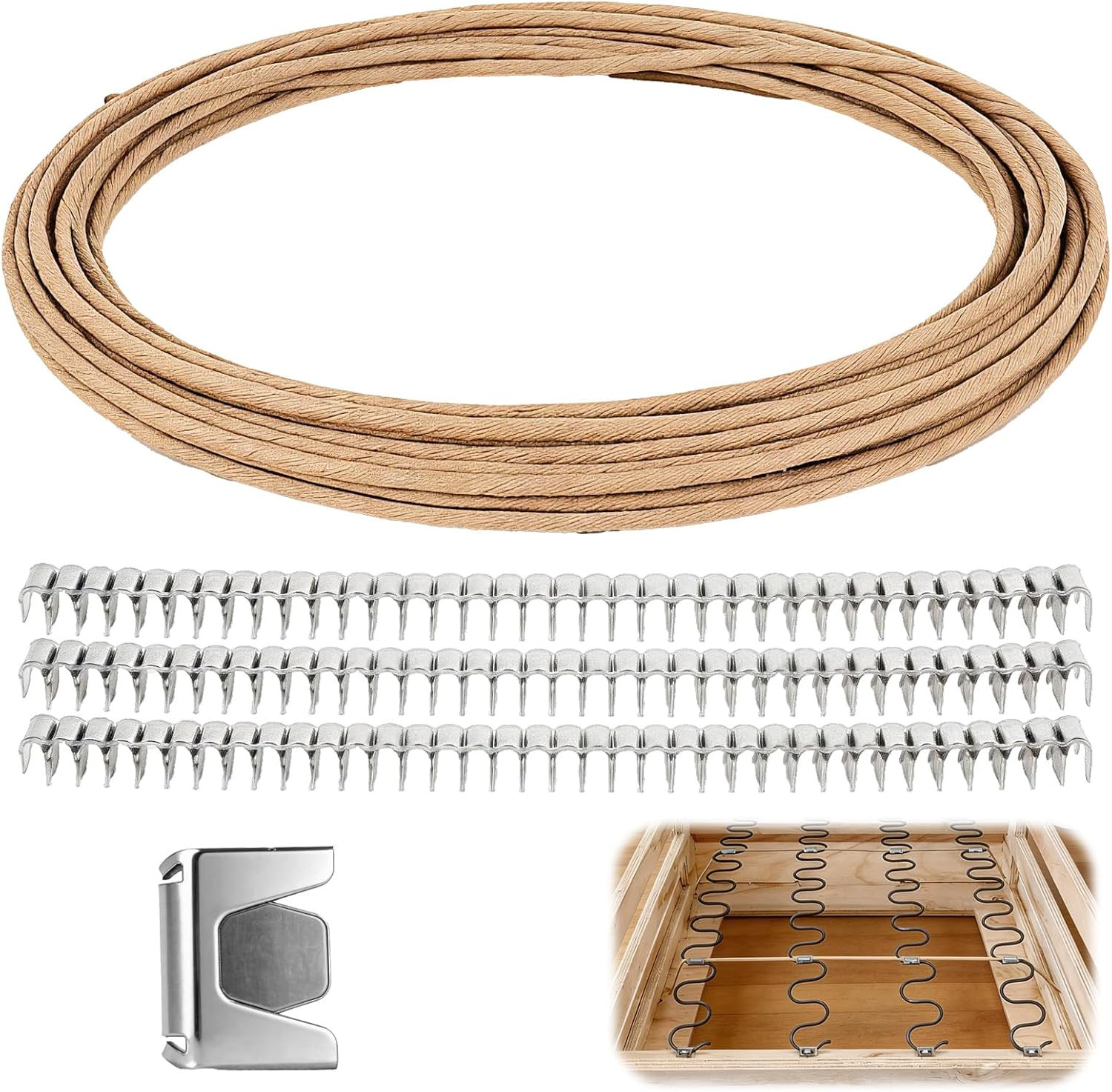 50FT Upholstery Stay Wire for Sofa Furniture Springs, Couch Spring Repair Kit wi