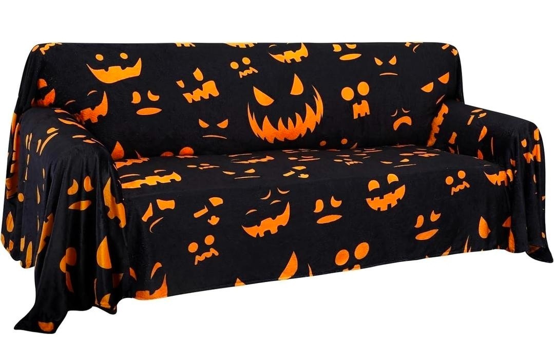 Easy-Going 80X133 inches Halloween Sofa Cover, Jacquard Velvet Oversized Couch