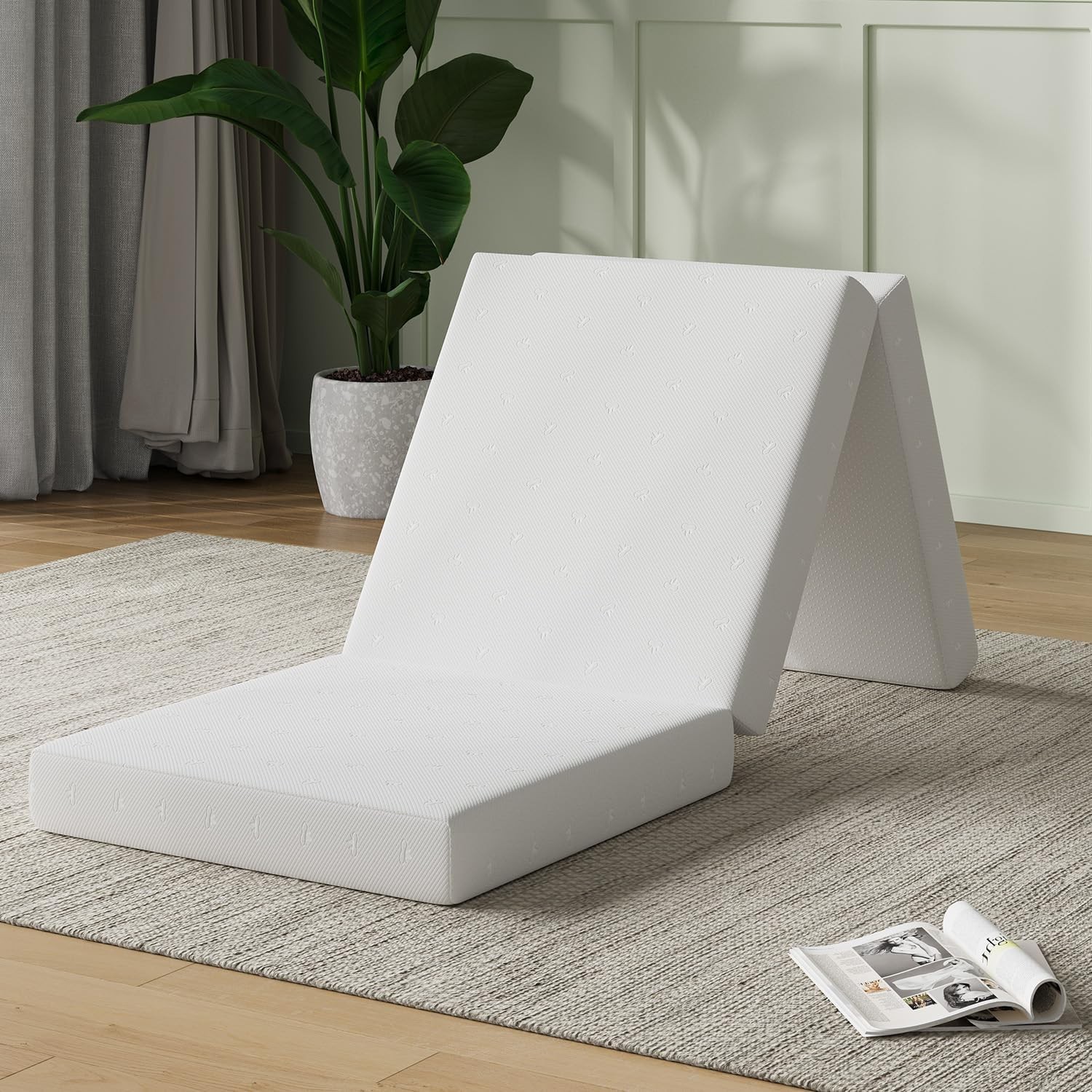 Tri-Folding Gel Memory Foam Portable Floor Mattress | Breathable Mesh,