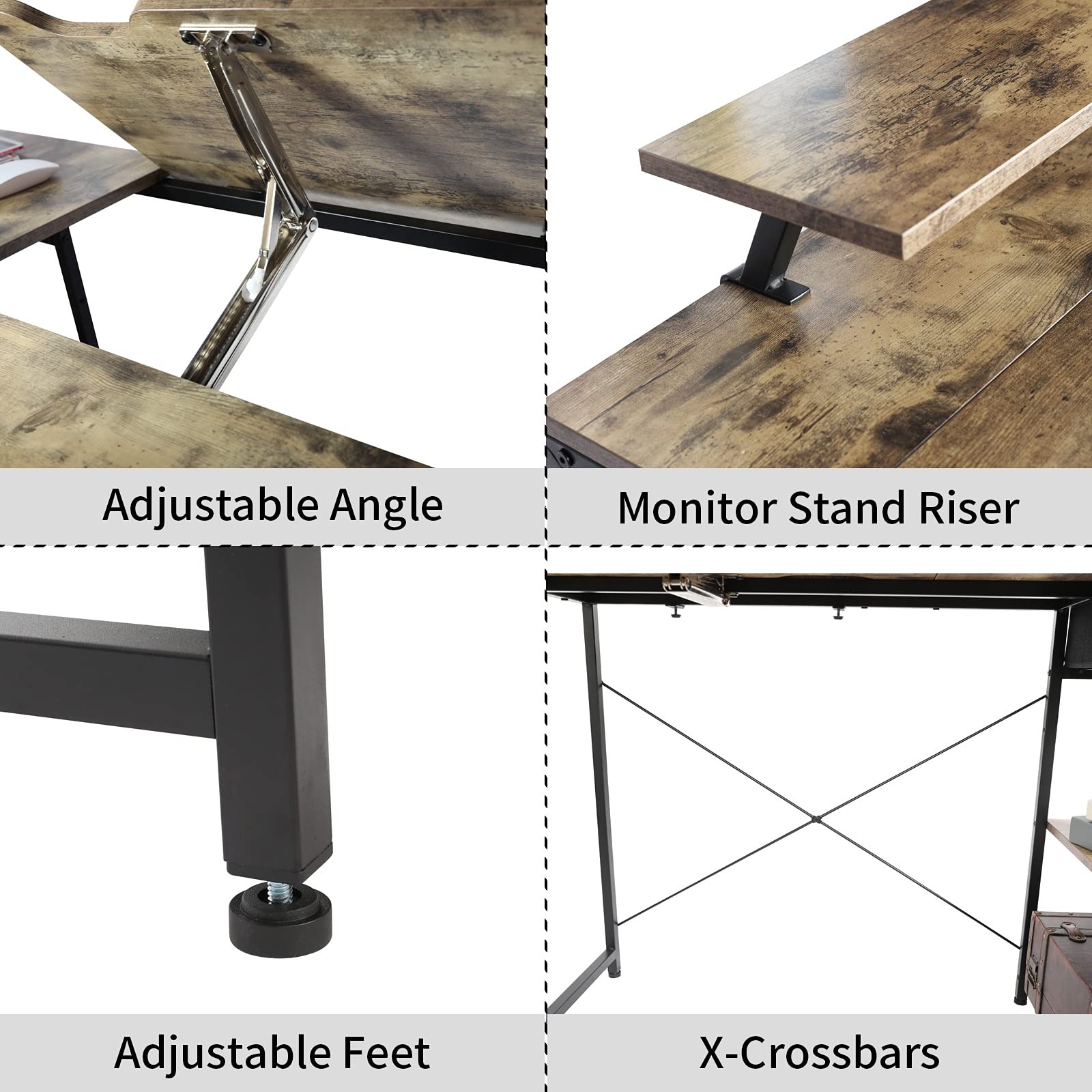 Drafting Table with Storage Shelves & Drawer, 43″ Adjustable Art Desk with Mo…