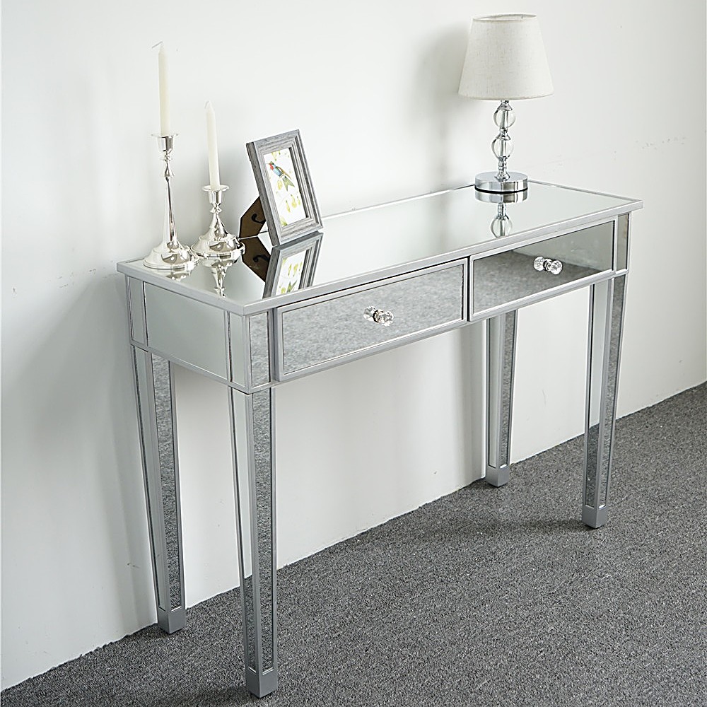 2-Drawer Modern Style Computer Desk MDF Mirror Dressing Table