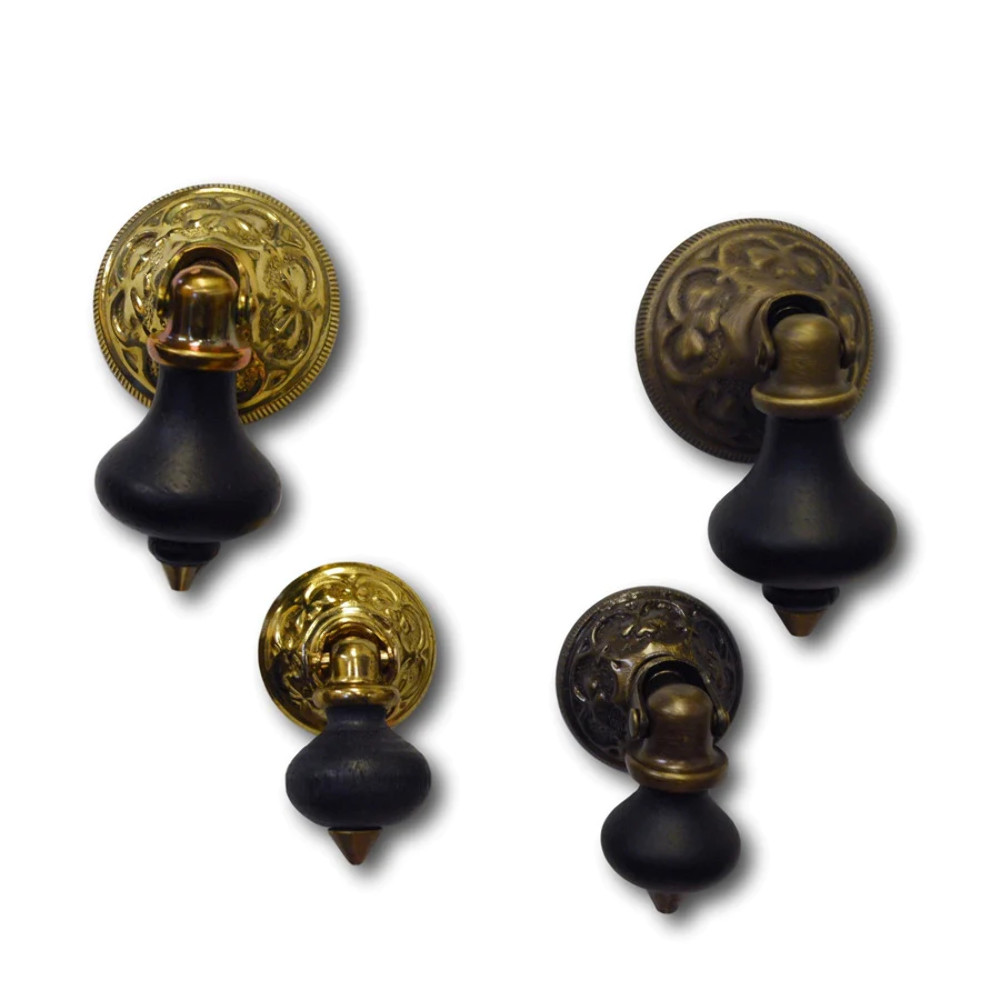 Wooden Eastlake Drop Pull, Brass or Antique Brass