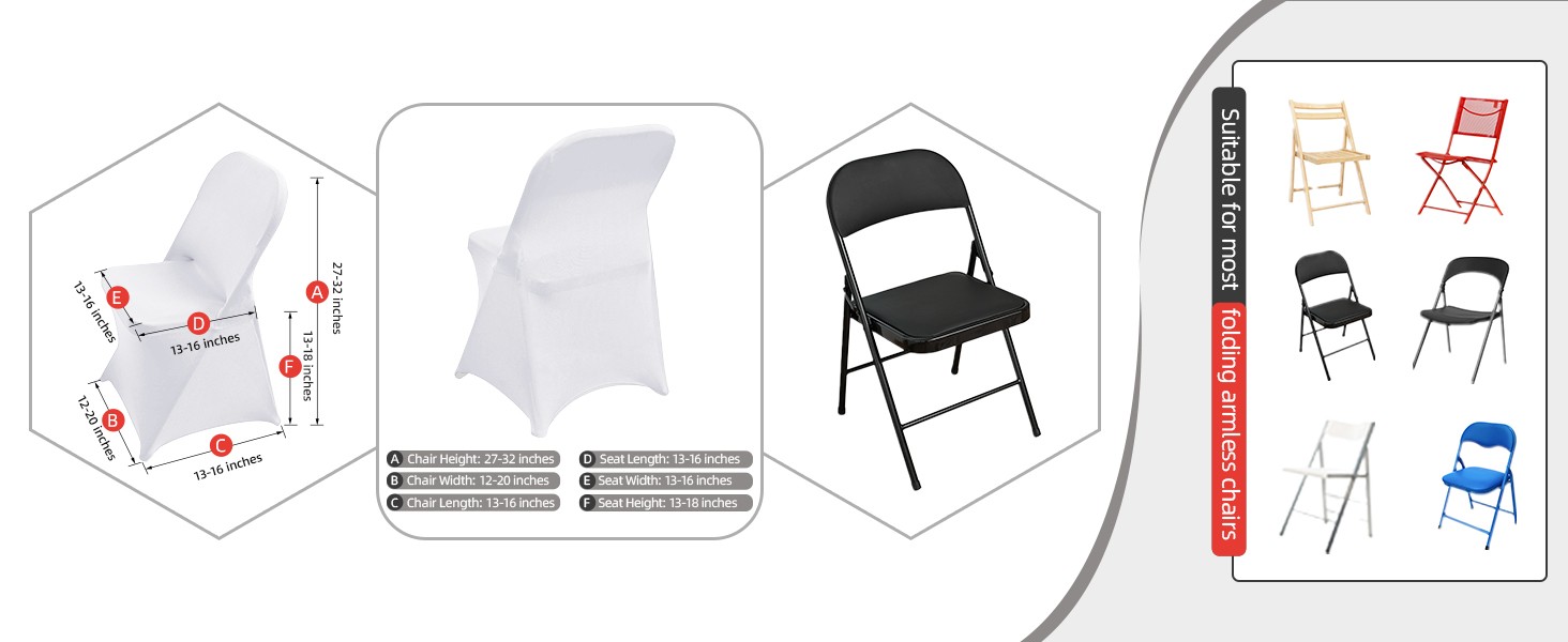 1 Pack White Spandex Stretch Folding Chair Covers for Wedding Party,Universal