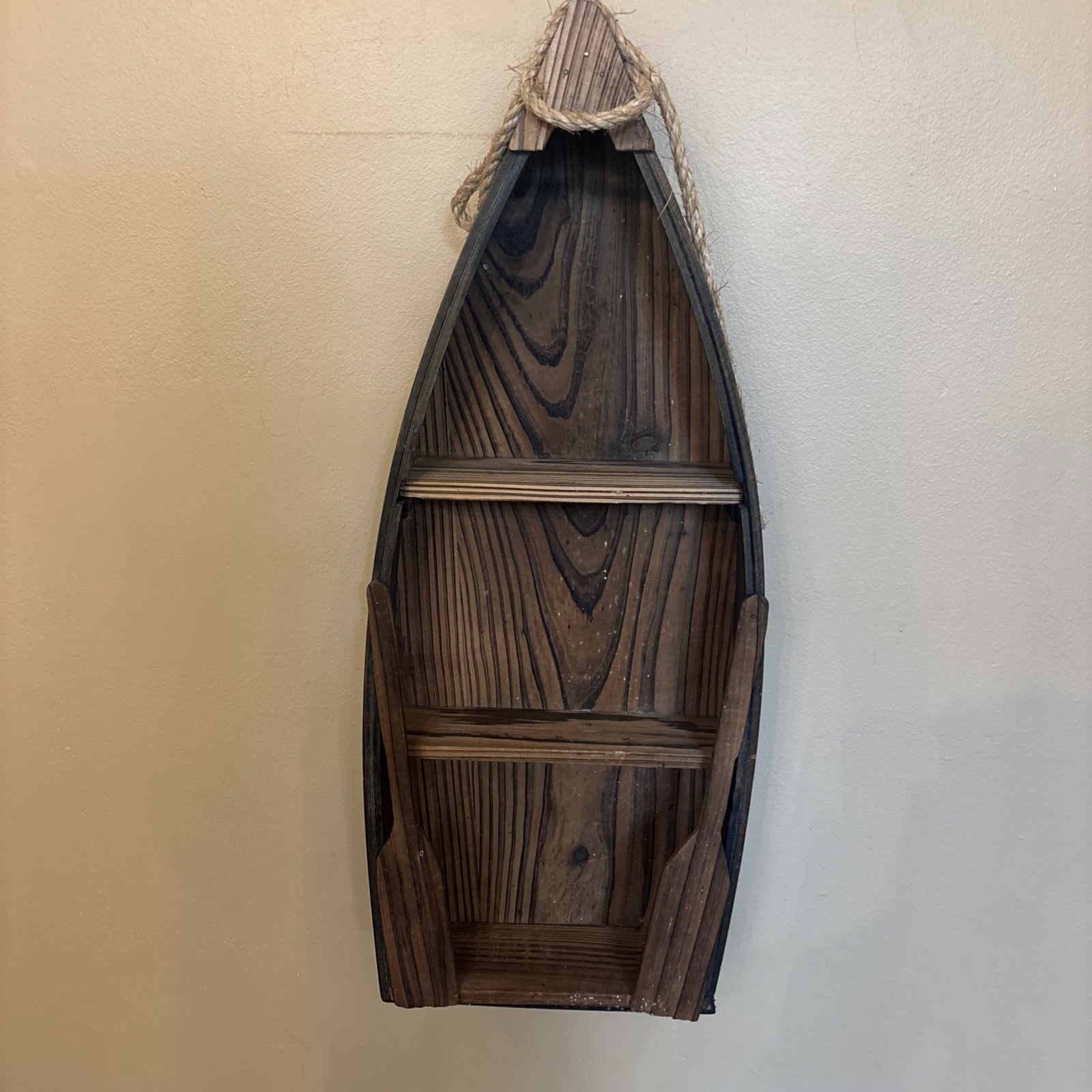 Vintage Rustic Wood Canoe Boat Large Wall Shelf Nautical Lake House Cabin Decor
