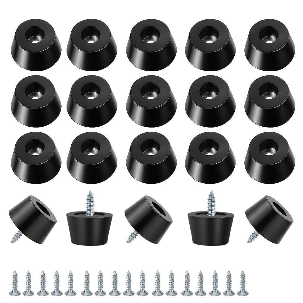 20 PCS Hard Rubber Feet For Cutting Board 0.79×0.5 Inch Furniture Pads Screws