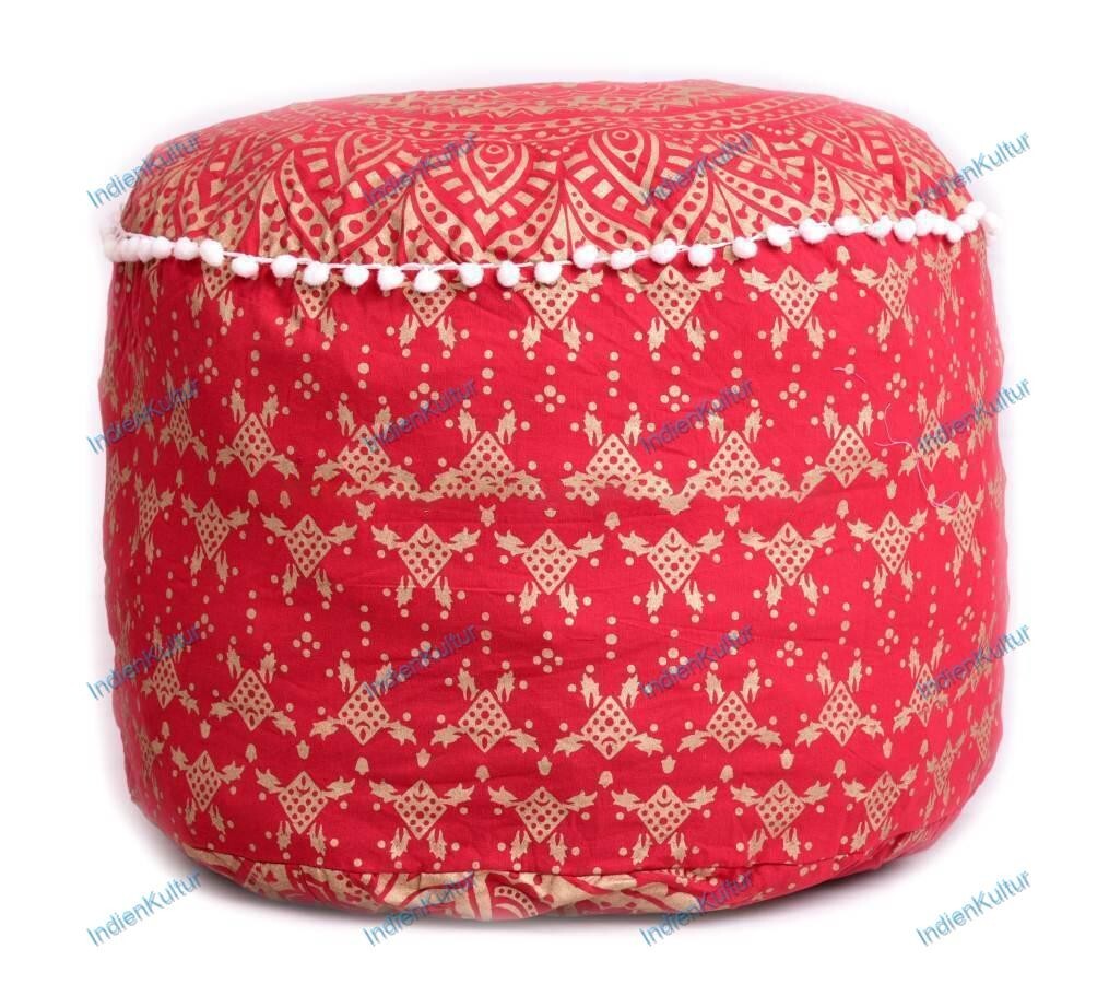 Indian Footstool Pouffe Cotton Ottoman Seating Cover Mandala Bean Bag New 22 in