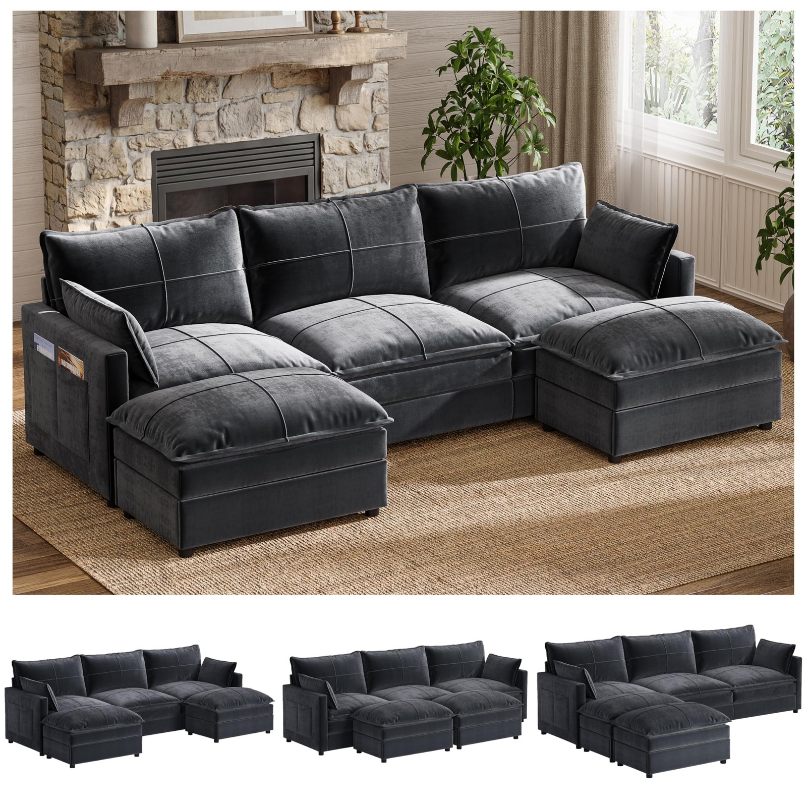 97 Sectional Couch L Shaped 4 Seater PU Faux Leather Sofa Chaise Lounge