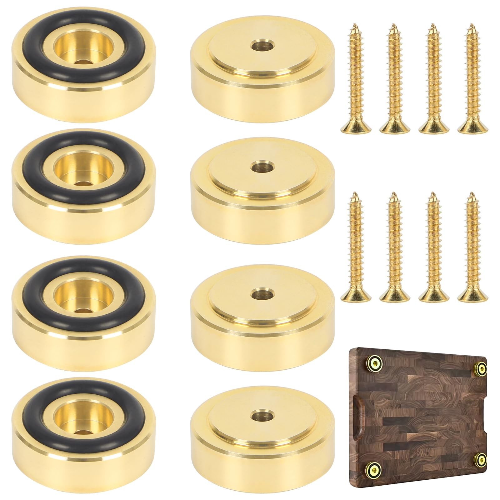 Gold Brass Cutting Board Feet Non Slip Silicone Rubber Pads 1.18×0.39 In 8 PCS