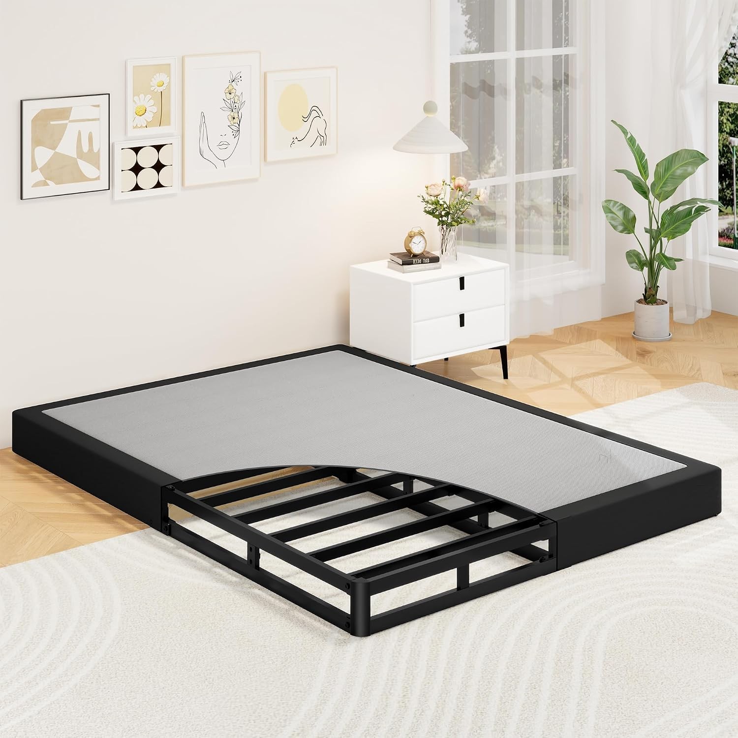 Full Size Box Spring, 5 Inch Low Profile Full Box Spring Only Bed Base, Heavy