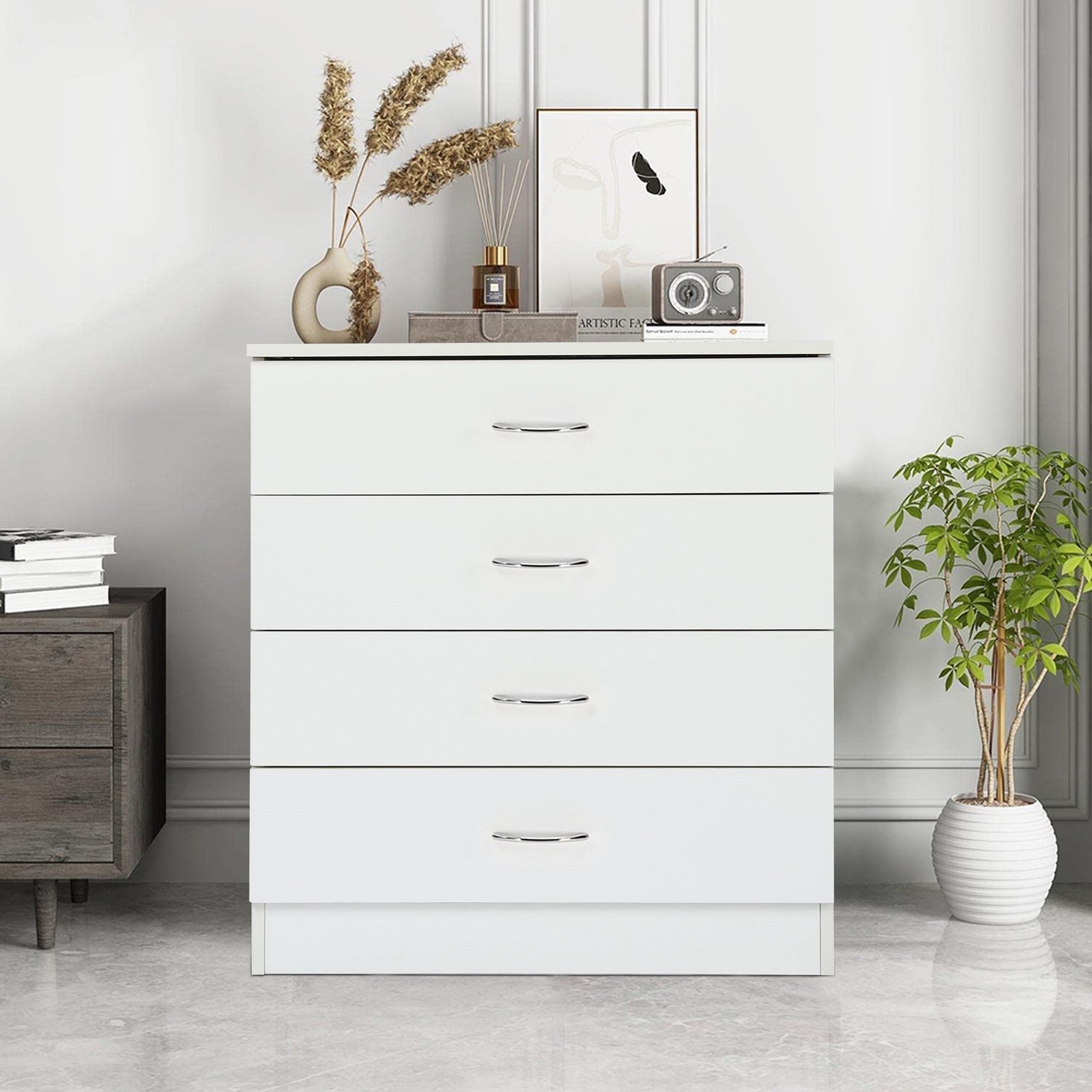 Set Of 2 Bedroom Dresser 4 Drawers Cabinet Bedroom Chest of Storage Nightstand
