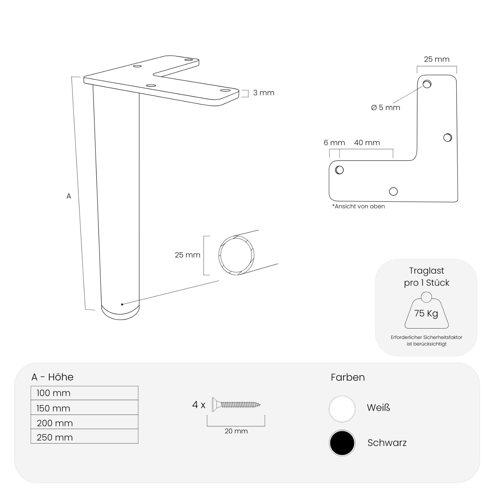 Furniture feet – LINZ – furniture legs, chest of drawers legs metal. square furniture runners