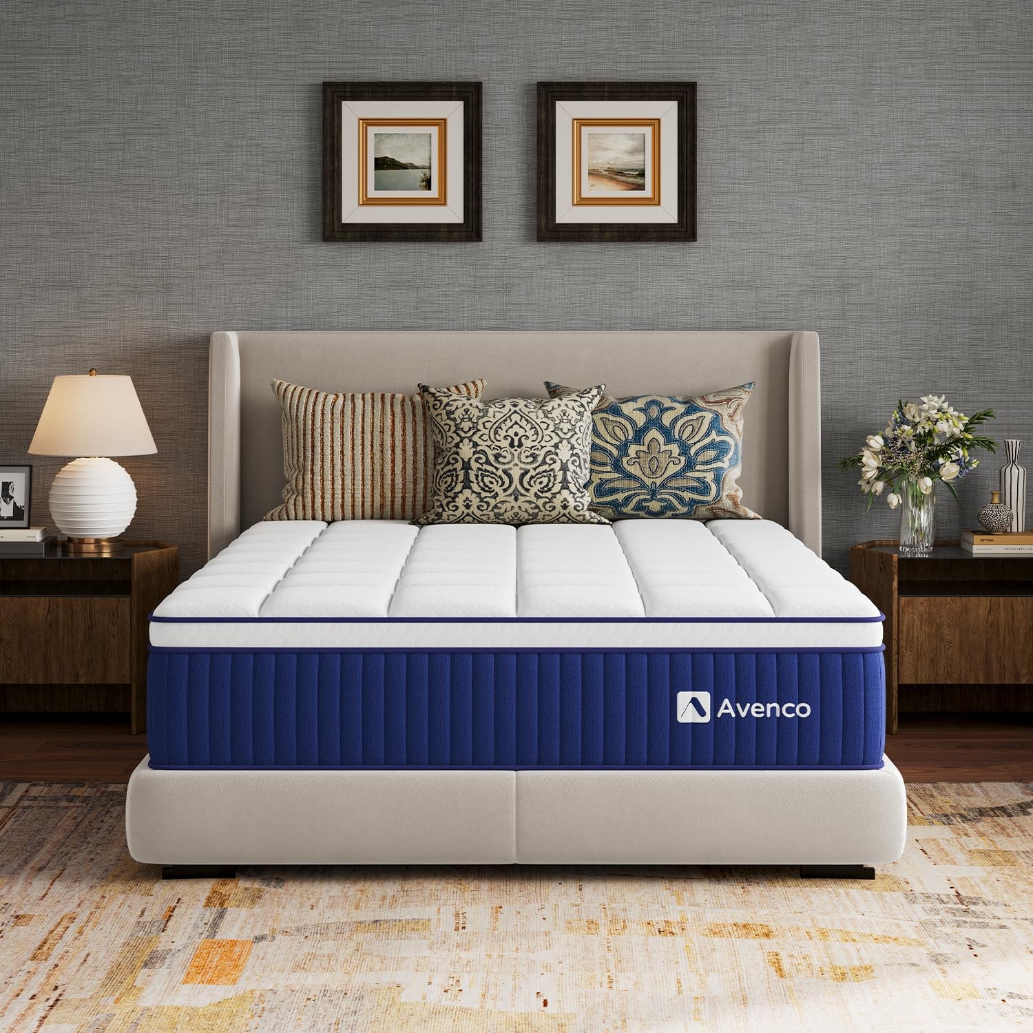 12 Inch Queen Hybrid Mattress Gel Infused Memory Foam Coil Spring, Pressure